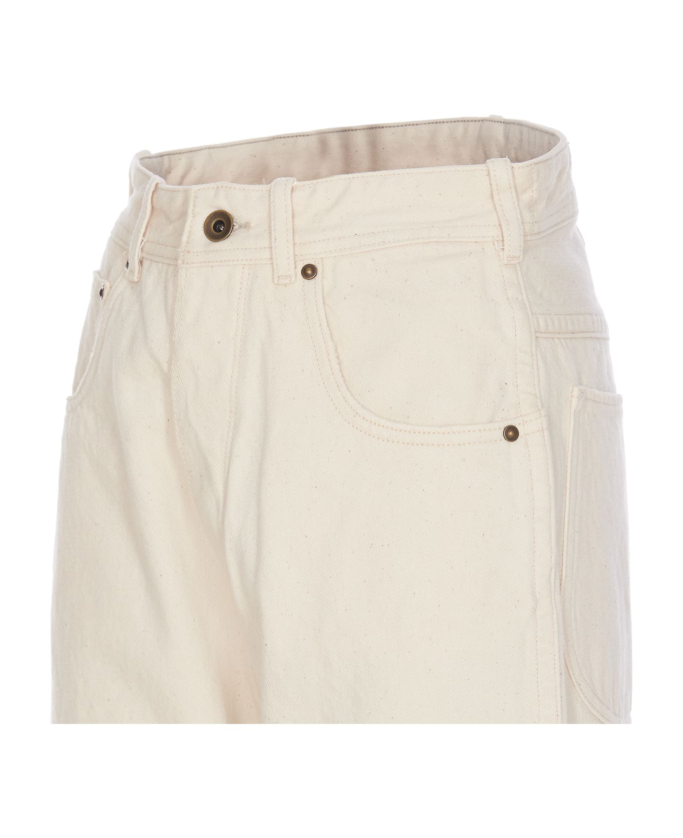 Maison Margiela 
cropped
 Beige Cotton Jeans - White