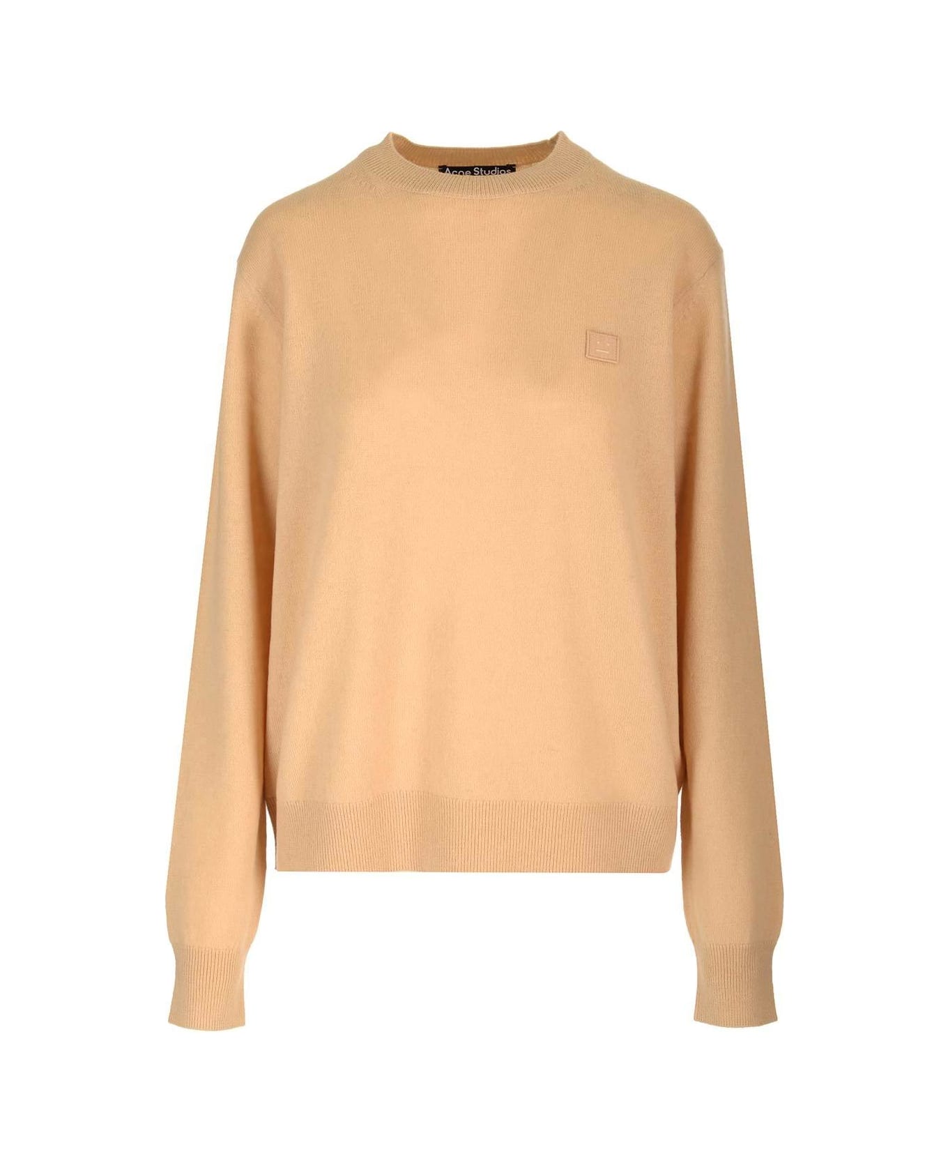 Acne Studios Face Logo Patch Crewneck Sweater - Beige