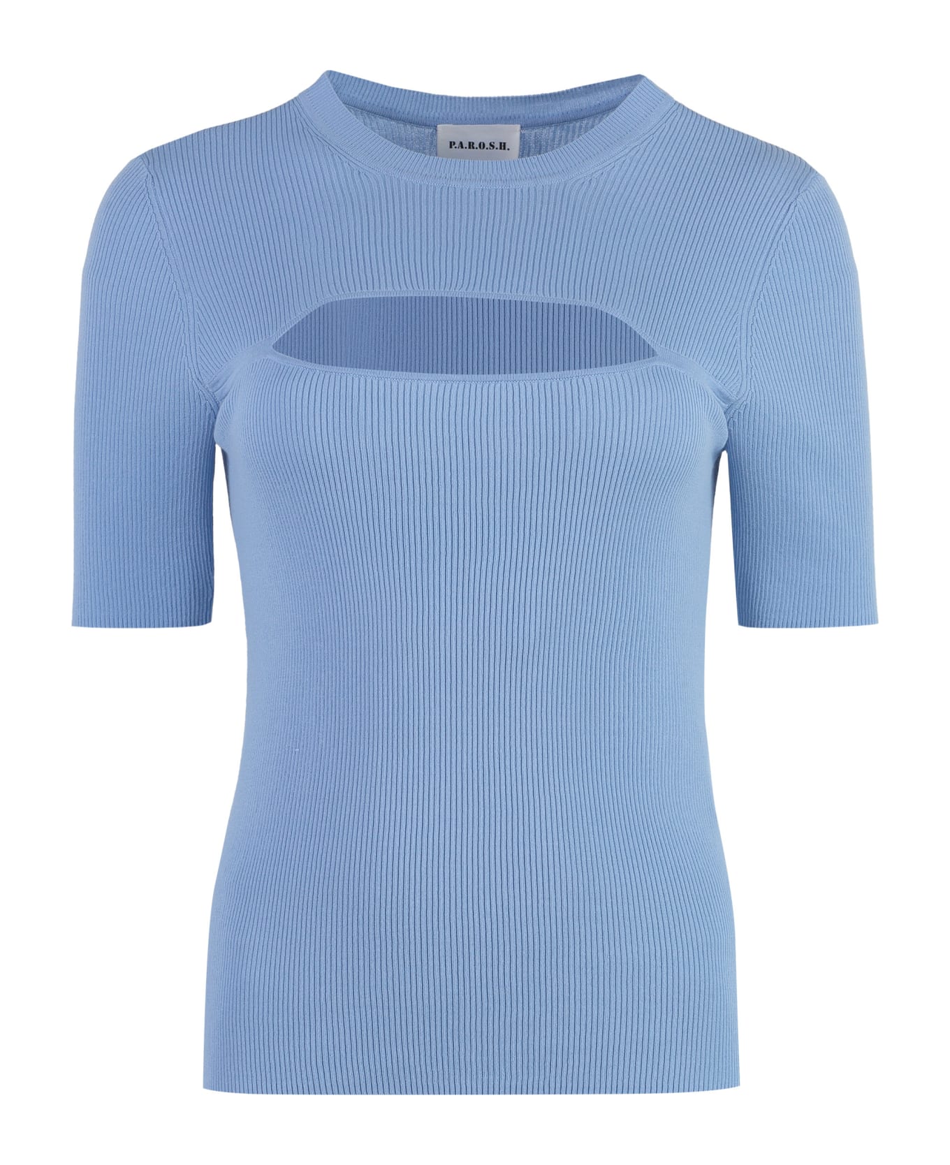 Parosh Cotton Knit T-shirt - Light Blue