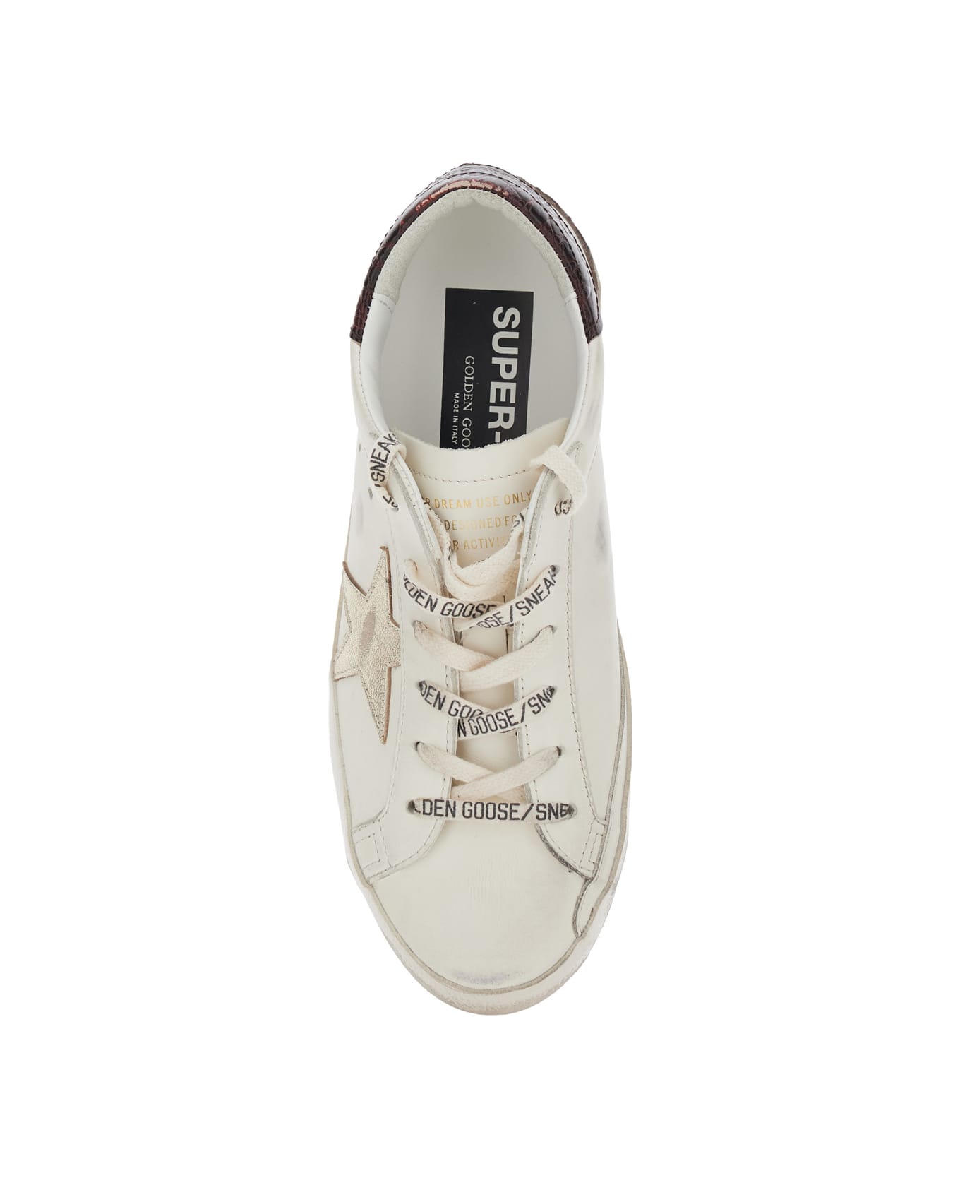 Golden Goose 'super-star' White Low Top Sneakers With Embossed Logo And Contrasting Heel In Leather Woman - White