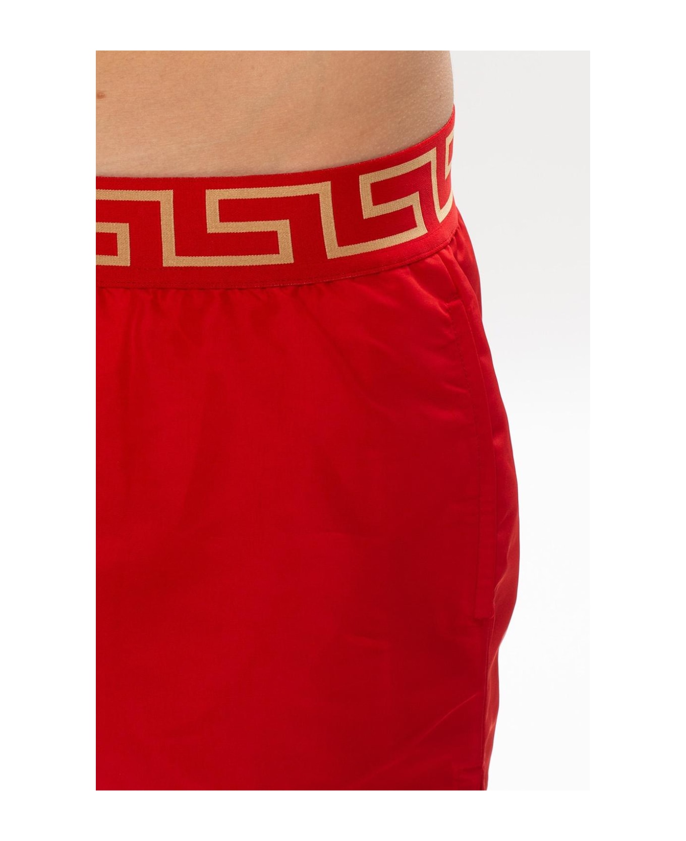 Versace Swim Shorts With Logo - Rosso