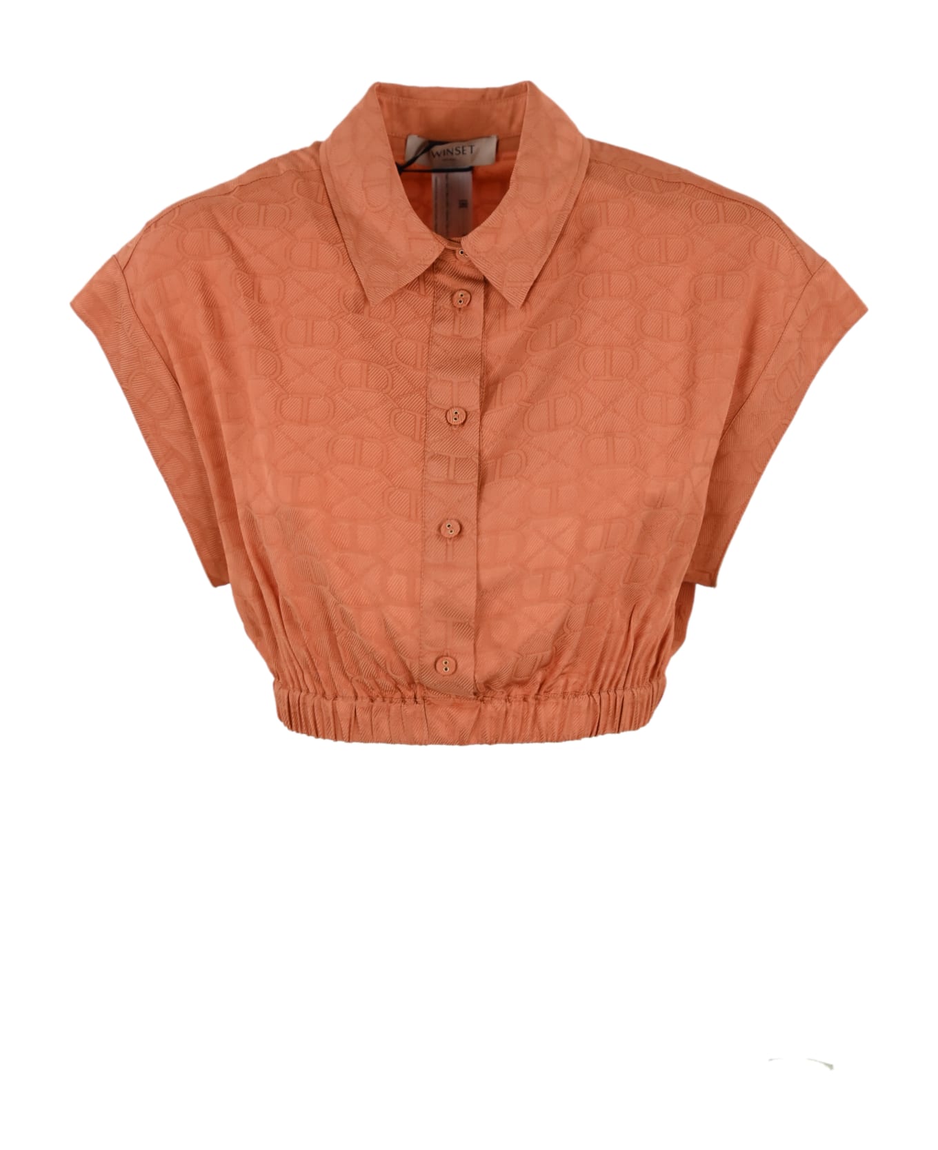 TwinSet Cropped Blouse With Oval-t Logo - Canyon sunset