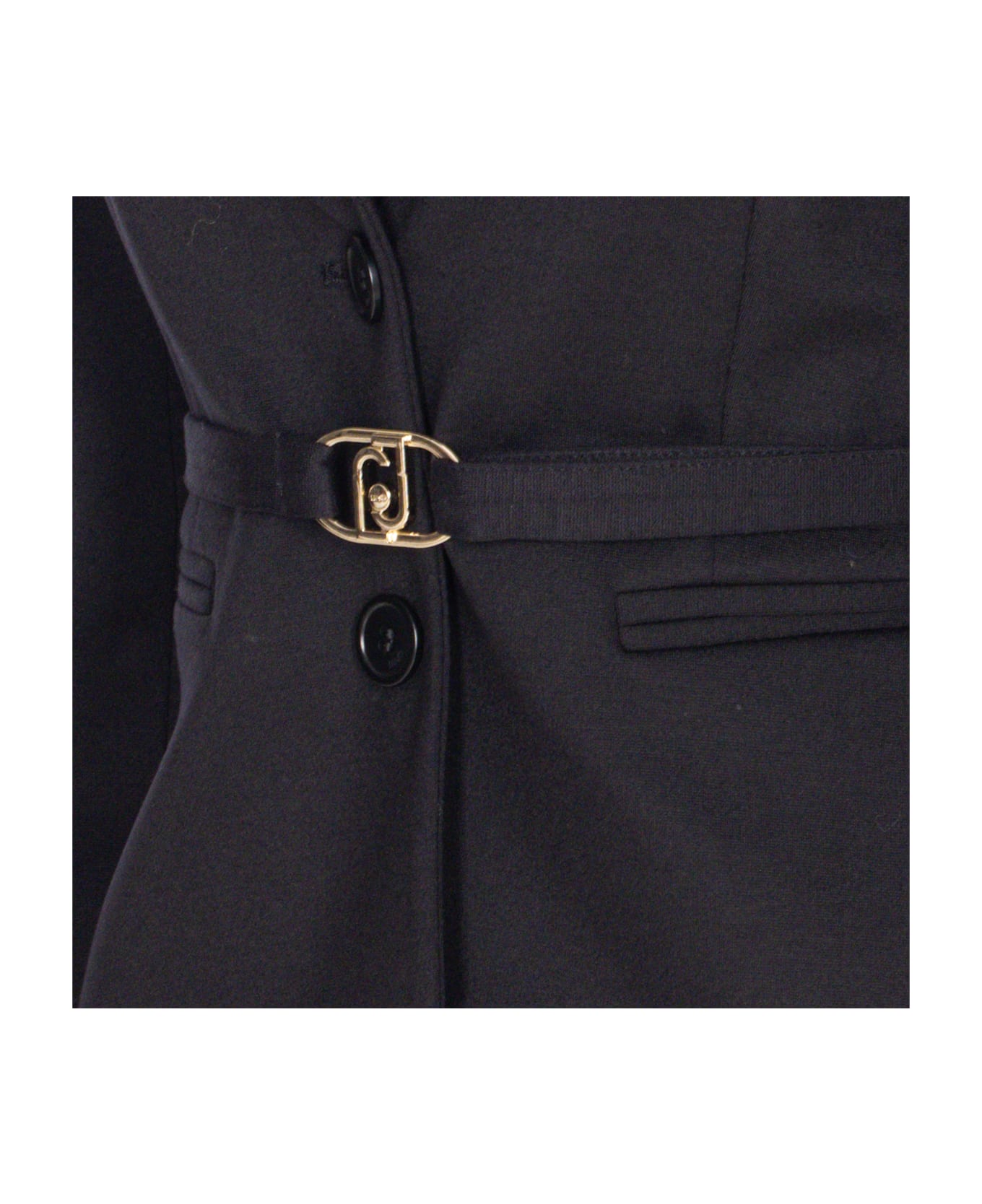 Liu-Jo Jacket With Logoed Belt - Black