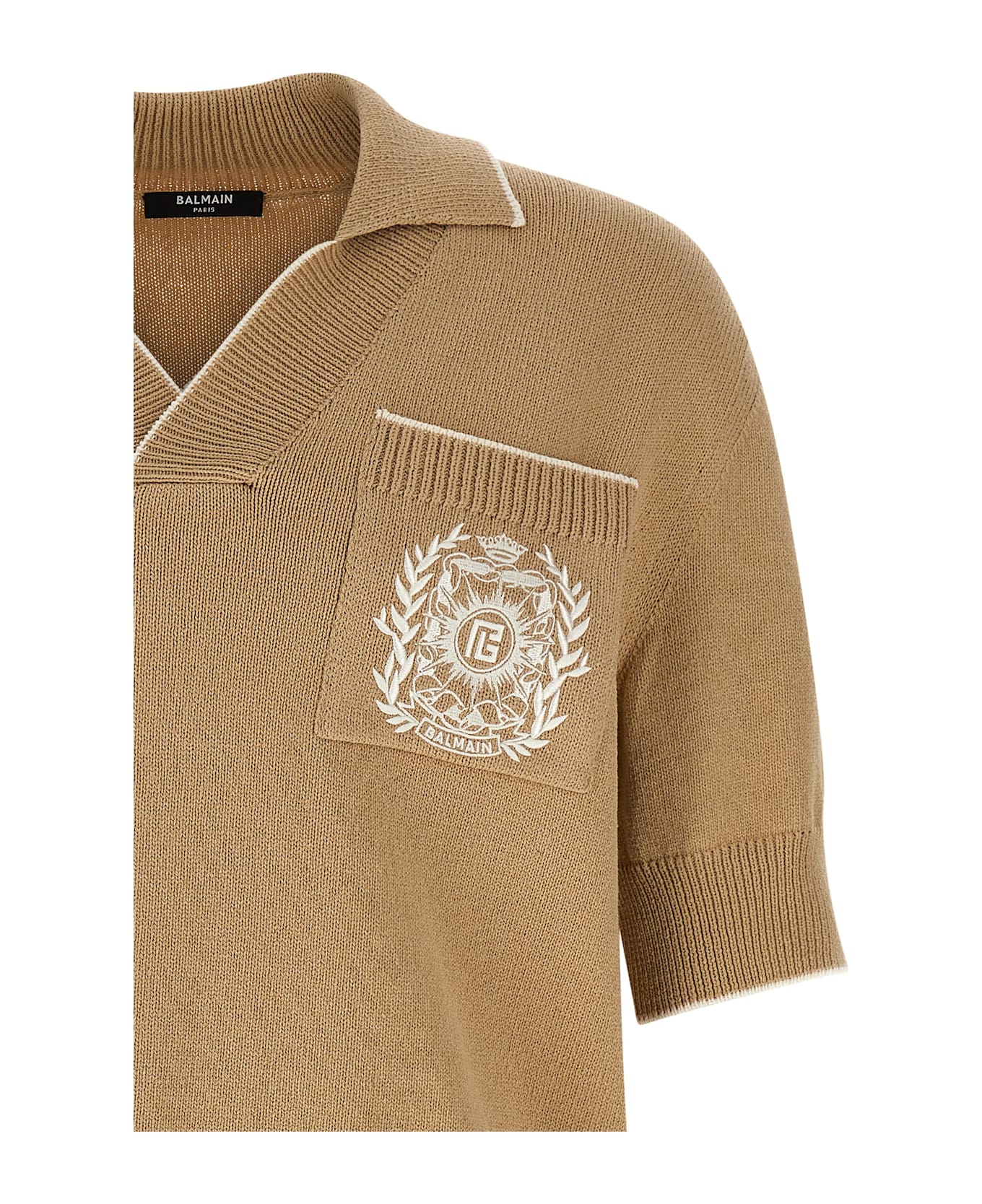 Balmain 
balmain Stemma
 Embroidery Polo Shirt - Beige