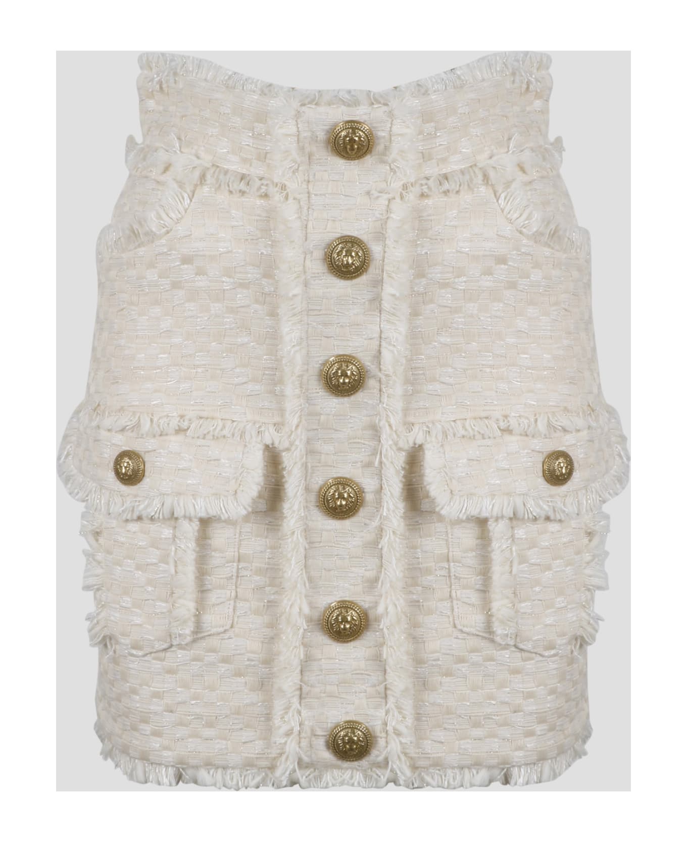 Balmain Tweed zvezdochka Skirt - White