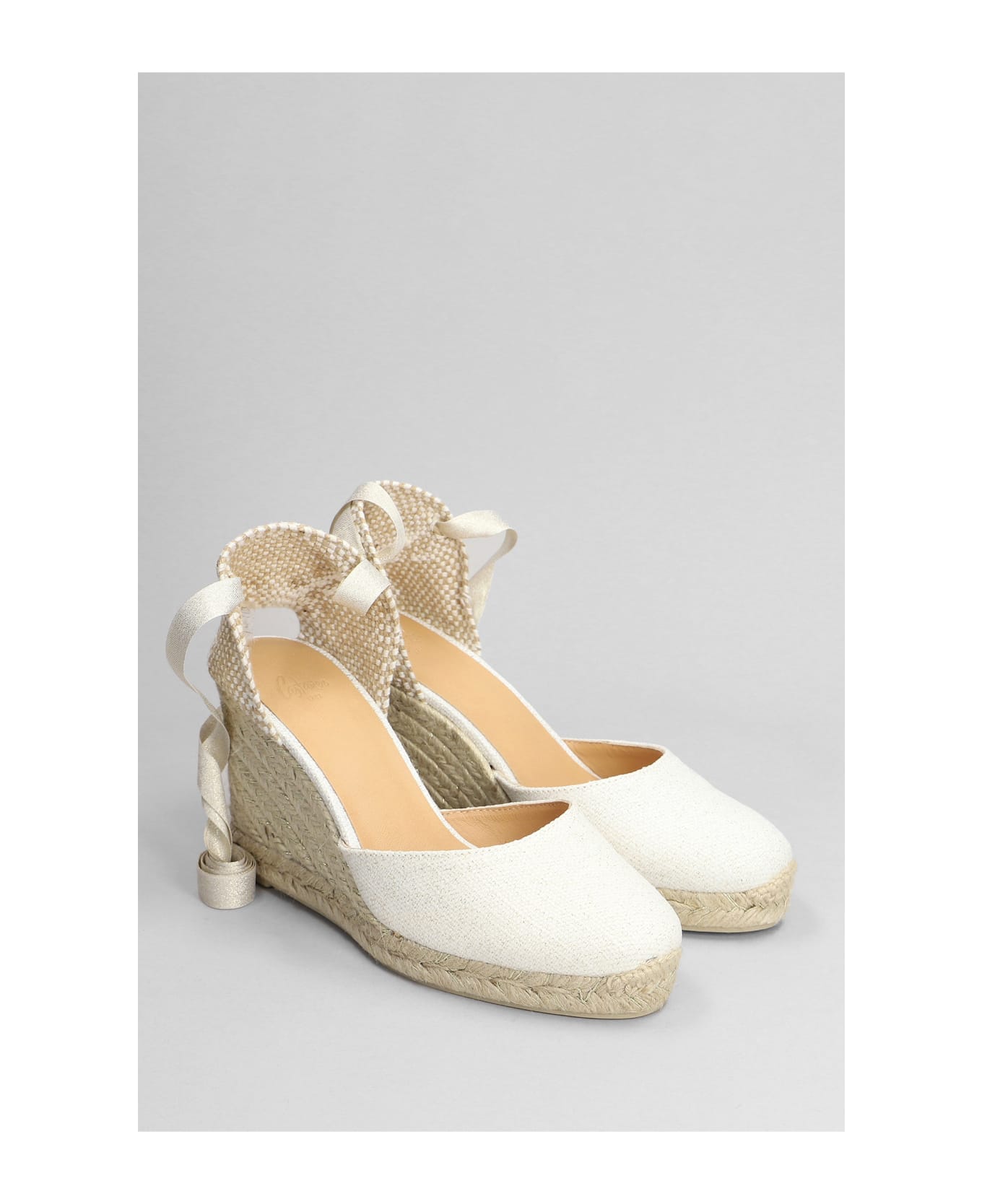 Castañer Carina-8-032 Wedges In White Canvas - white