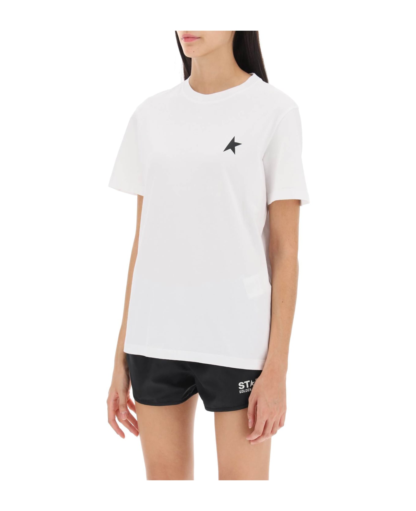 Golden Goose Regular T-shirt With Star Logo - OPTIC WHITE BLACK (Black)