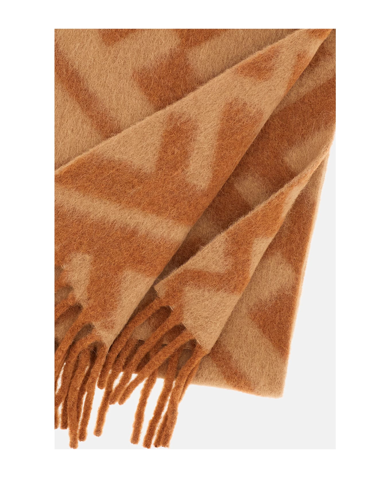 Fendi Ff Alpaca And Wool Scarf - Beige