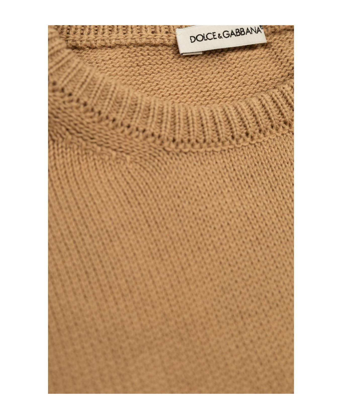 Dolce & Gabbana Logo Embroidered Knitted Pullover - Corda Scuro