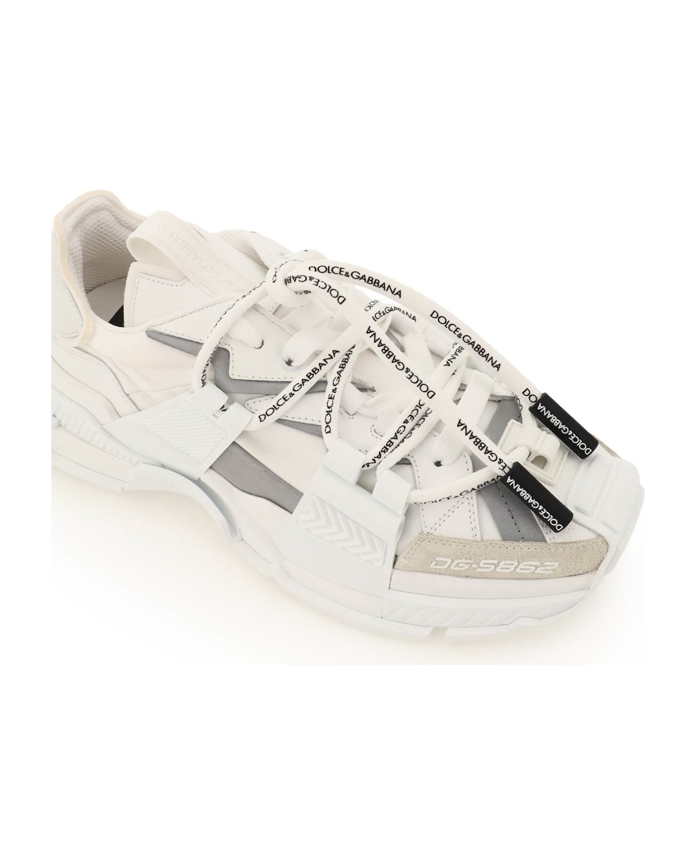 Dolce & Gabbana Multi Material Space Sneakers - WHITE/GREY