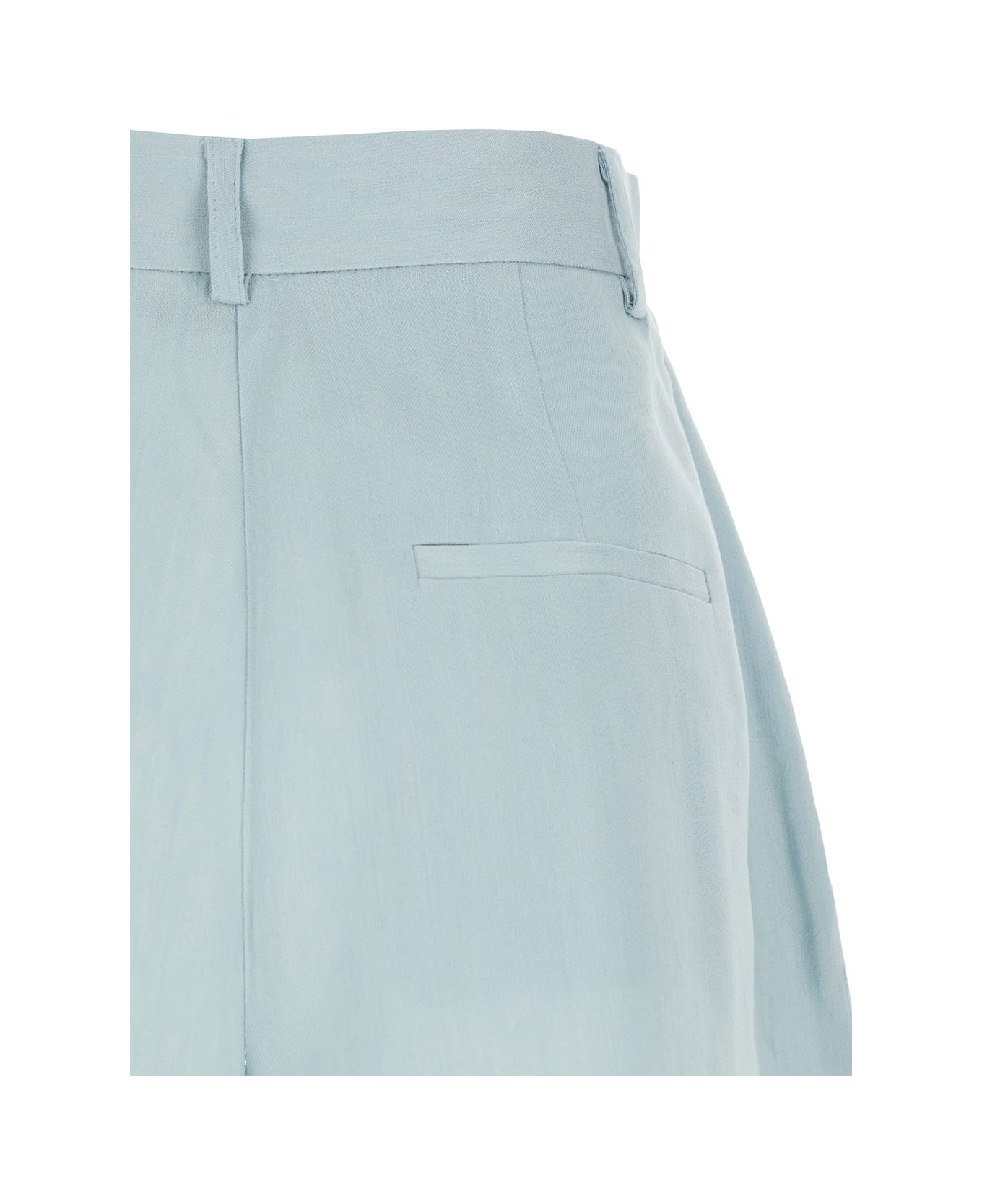 The Andamane Light Blue Shorts With Pinces In Linen Blend Woman - Blu ショートパンツ