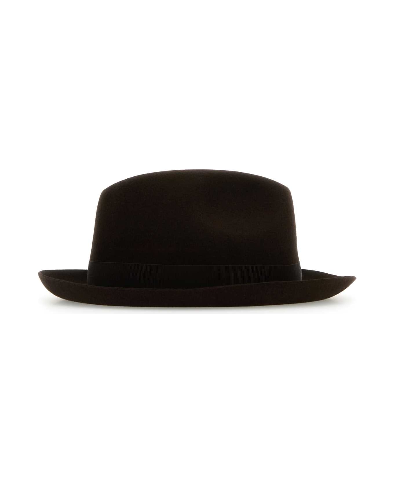 Borsalino Brown Felt Damiano Hat - FOLCO CINTA CAFFE