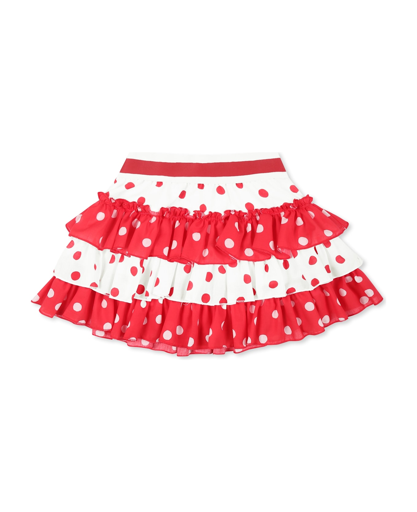 Monnalisa Red Skirt For Baby Girl With Polka Dots - Red ボトムス