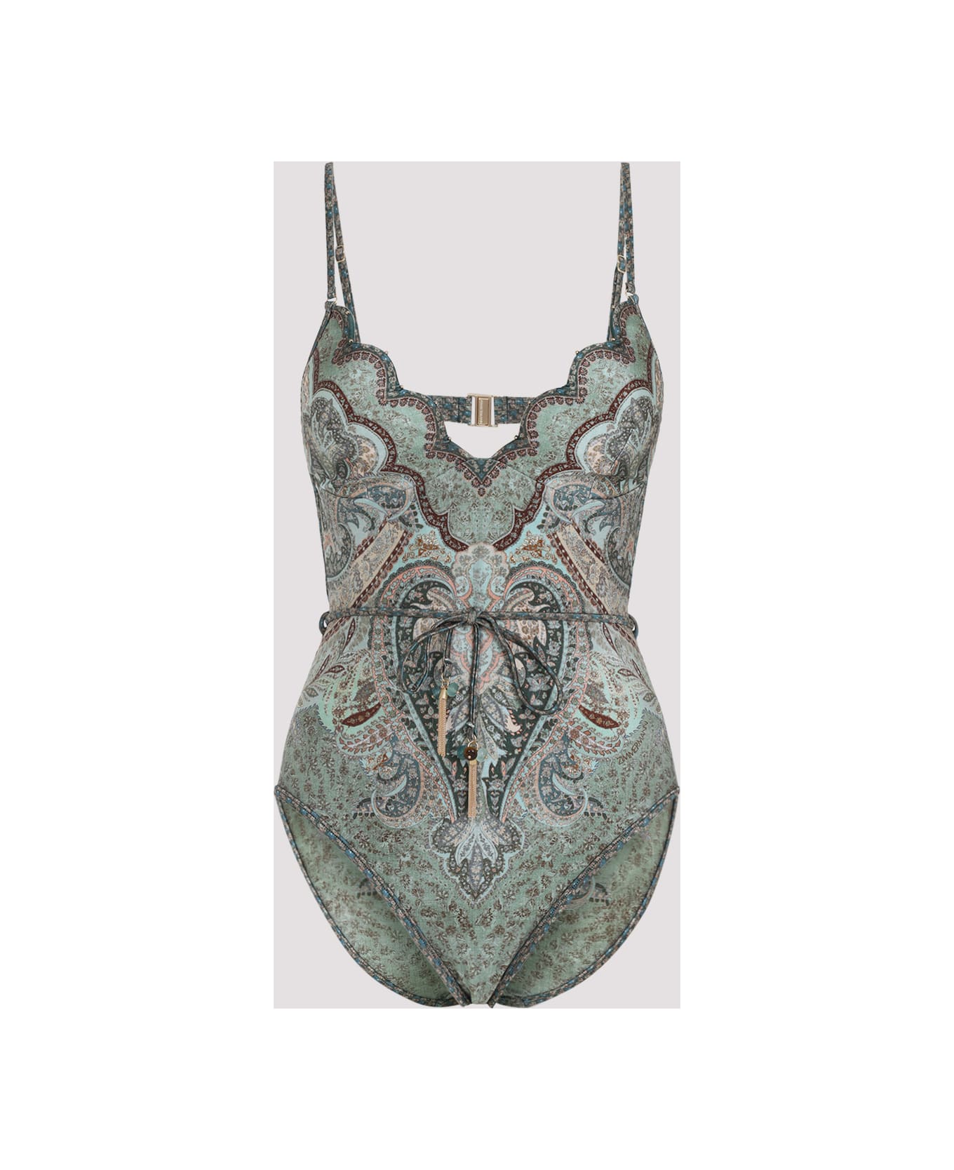 Zimmermann Wanderlust Scallop One-piece - Tapestry Teal Multi
