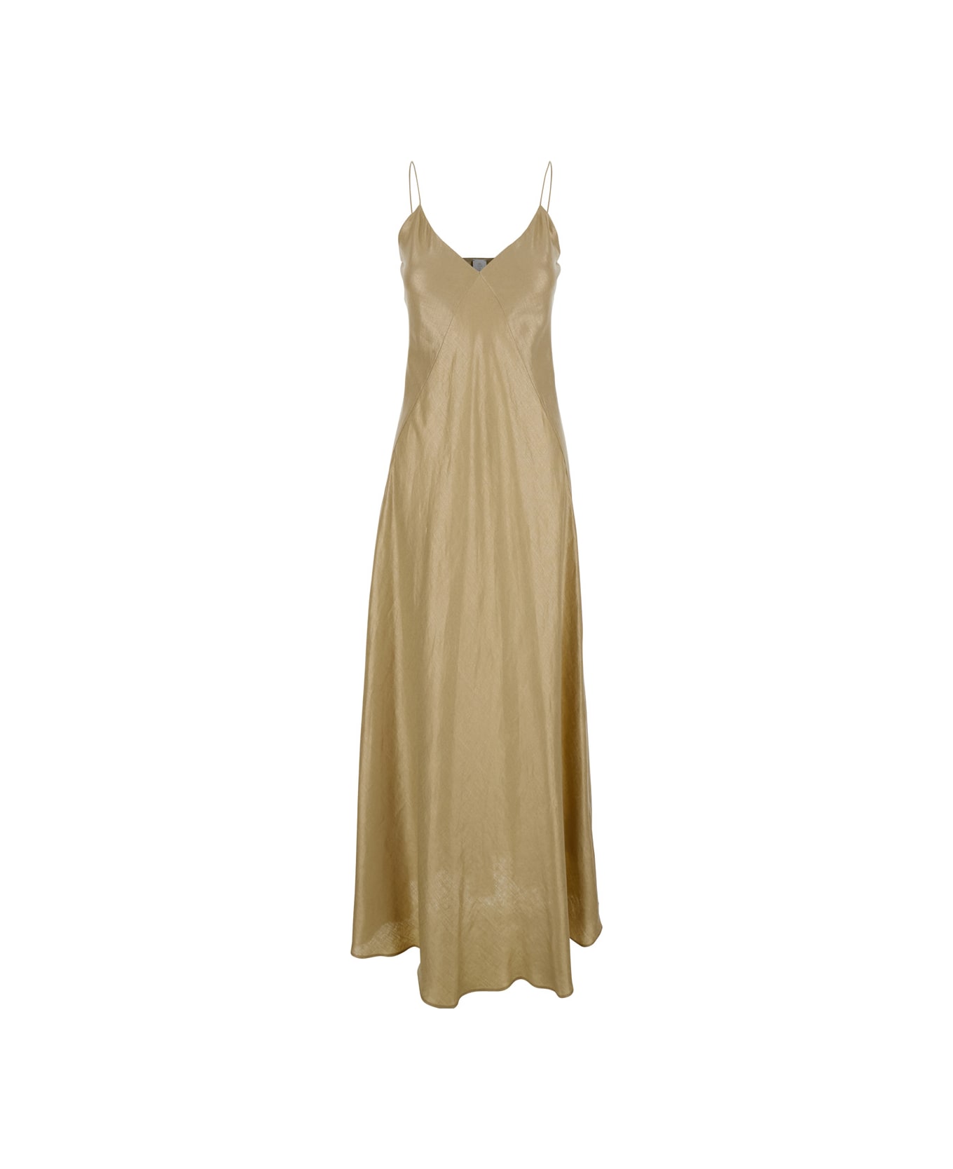 Eleventy Beige Long Dress With Thin Straps In Viscose Woman - Beige