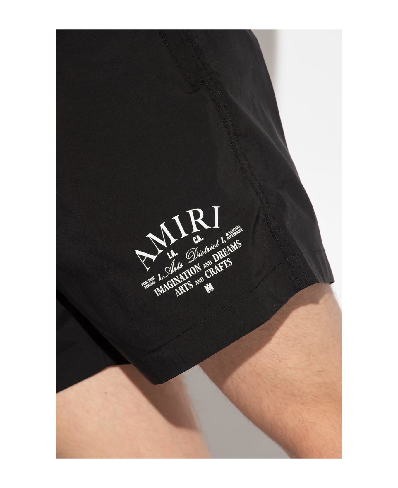 AMIRI Logo Printed Drawstring Swim Shorts - Black
