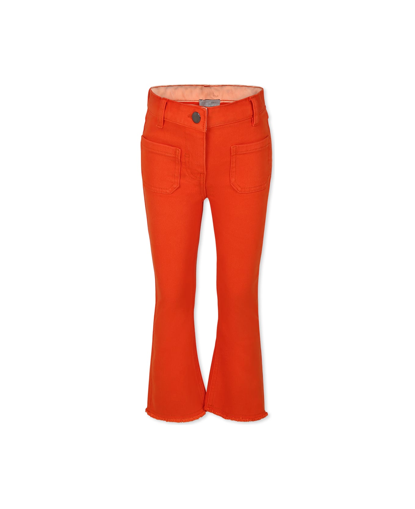 Stella McCartney Kids Orange Trousers For Girl With Logo - Orange