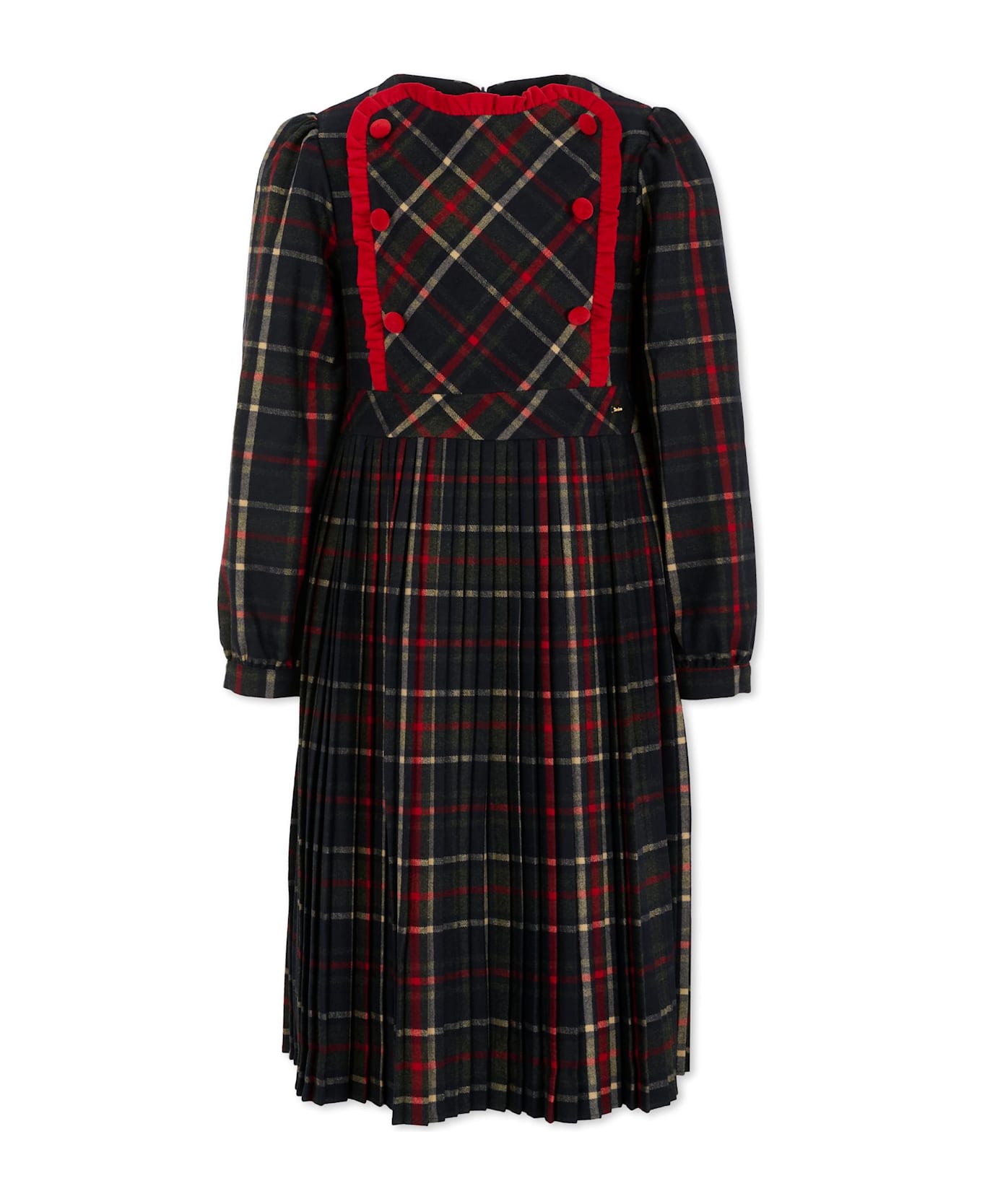 Patachou Blue Dress For Girl With Ruffles - Green ワンピース＆ドレス