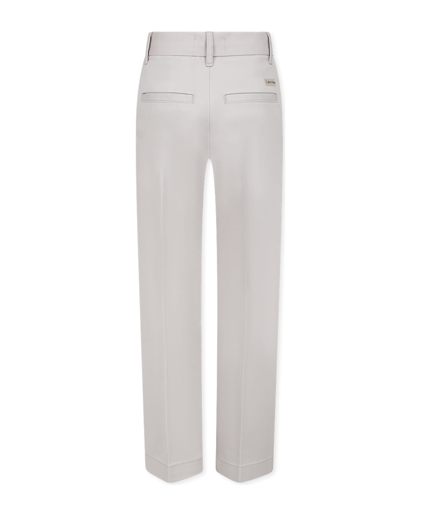 Calvin Klein Beige Trousers For Boy With Logo - Ivory