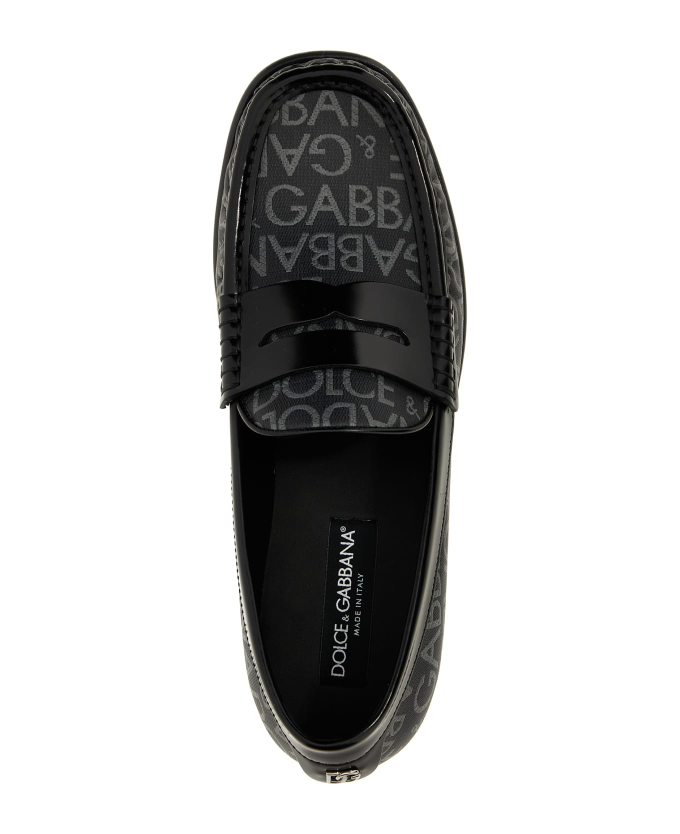 Dolce & Gabbana Logo Jacquard Fabric Loafers - Black  