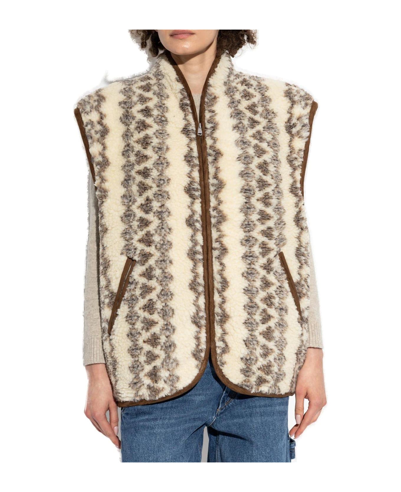 Marant Étoile Patterned Intarsia-knit Vest - Beige