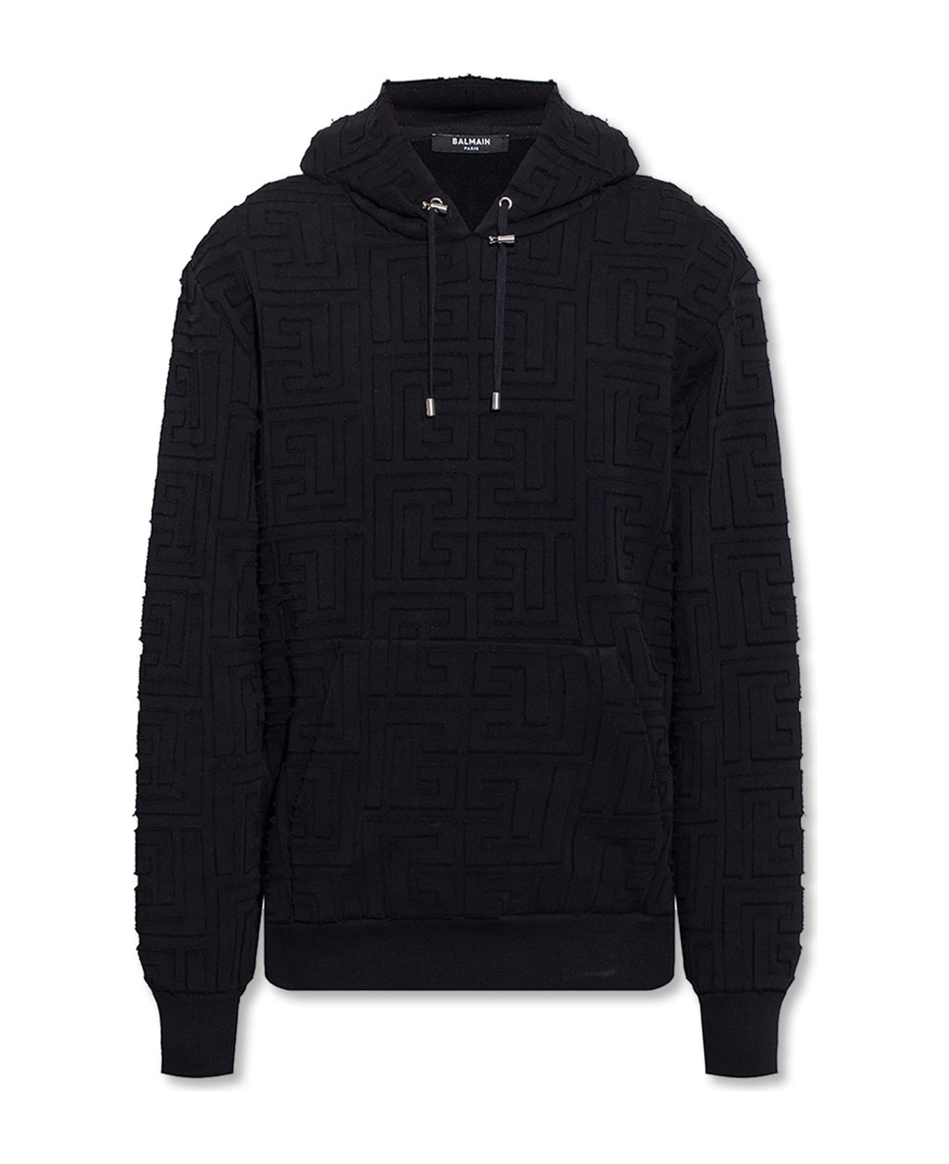 Balmain Monogrammed Hooded Sweatshirt - Black フリース