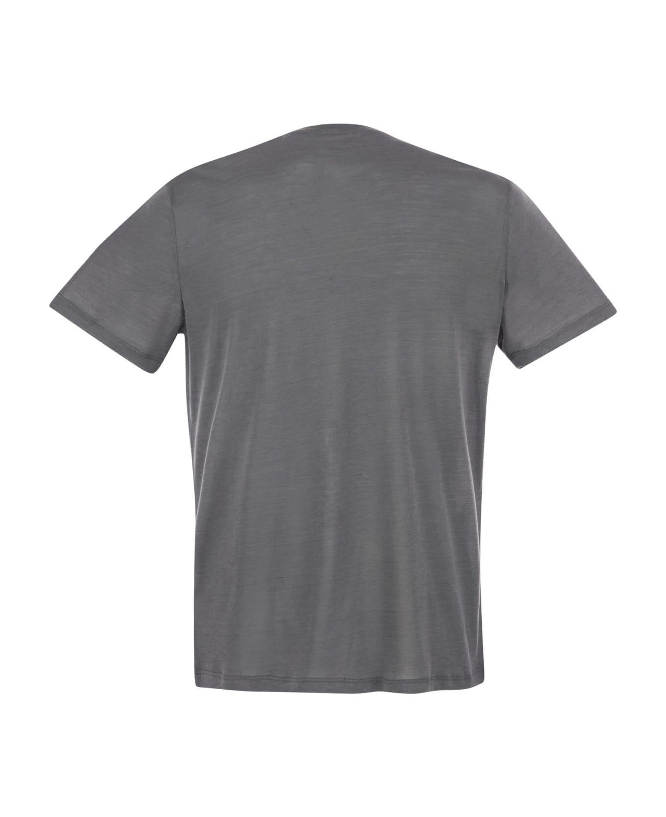 Majestic Filatures Crew-neck T-shirt In Silk And Cotton - Grey シャツ