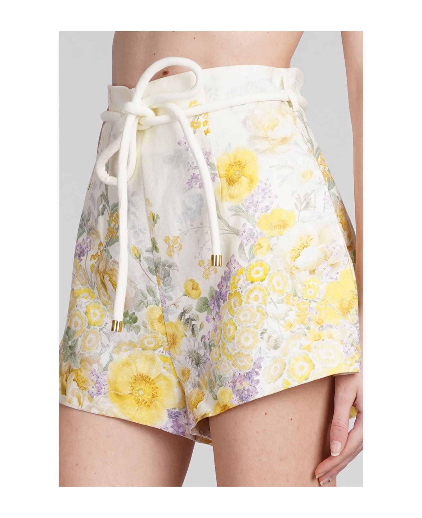 Zimmermann 'harmony' Shorts With Floral Print - Yellow ボトムス