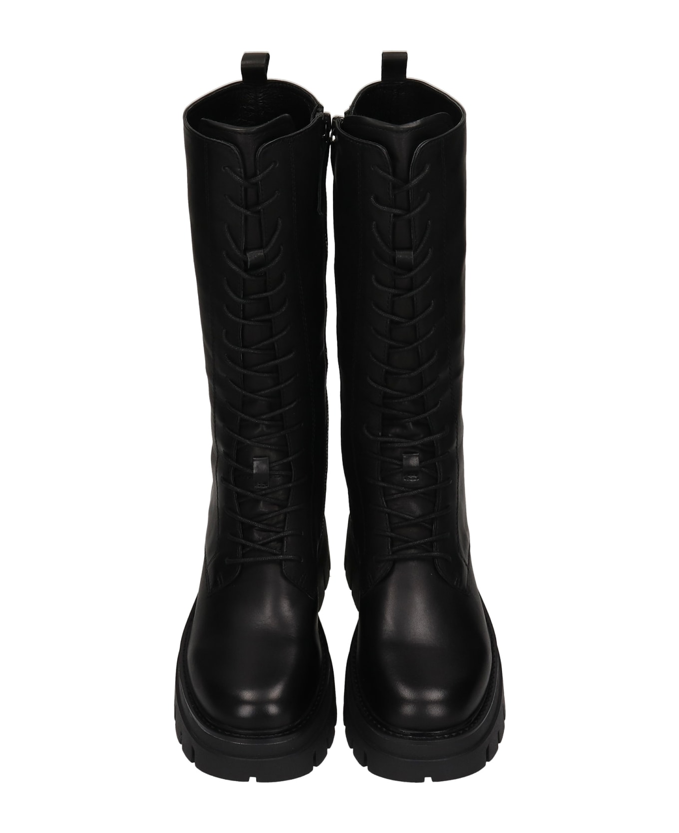 Ash Lullaby Combat Boots In Black Leather - Nero
