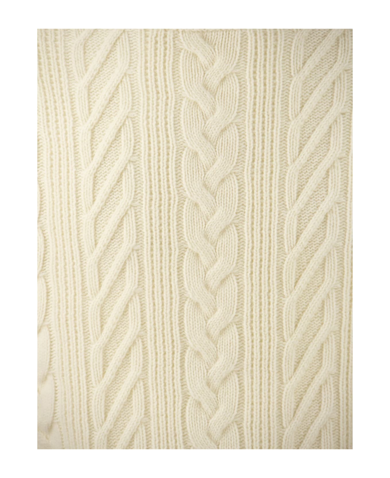 Peserico Wool And Cashmere Cable-knit Turtleneck Sweater - Cream