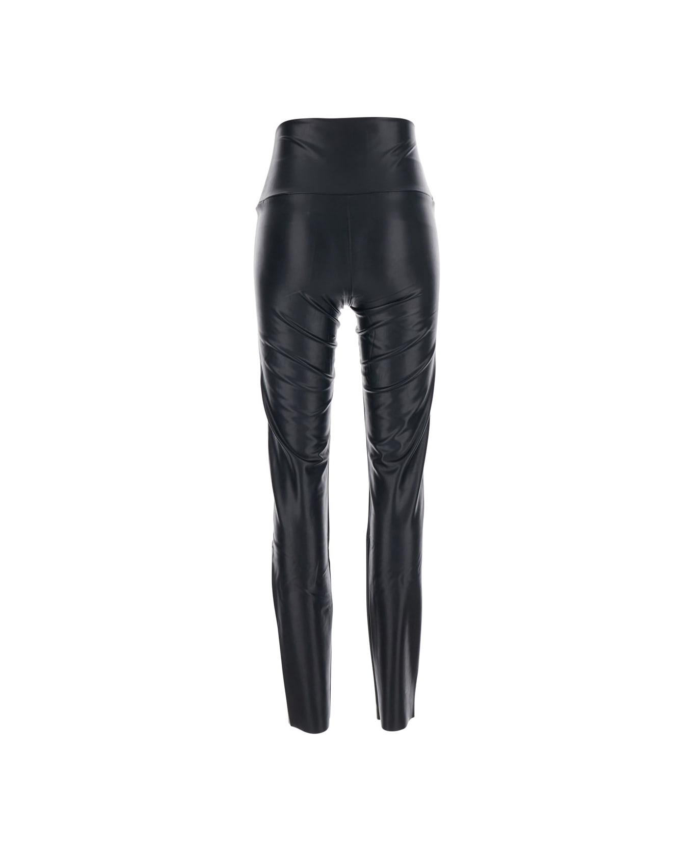 Norma Kamali Black Pull-on Leggings With High-waisted In Eco Leather Woman - Black