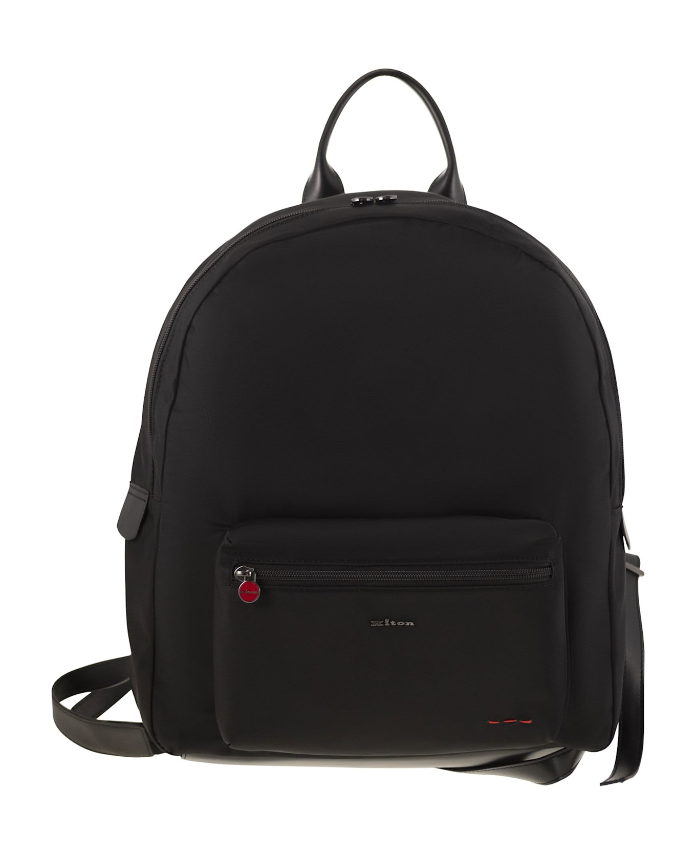 Kiton Technical Fabric Backpack With Logo - Black