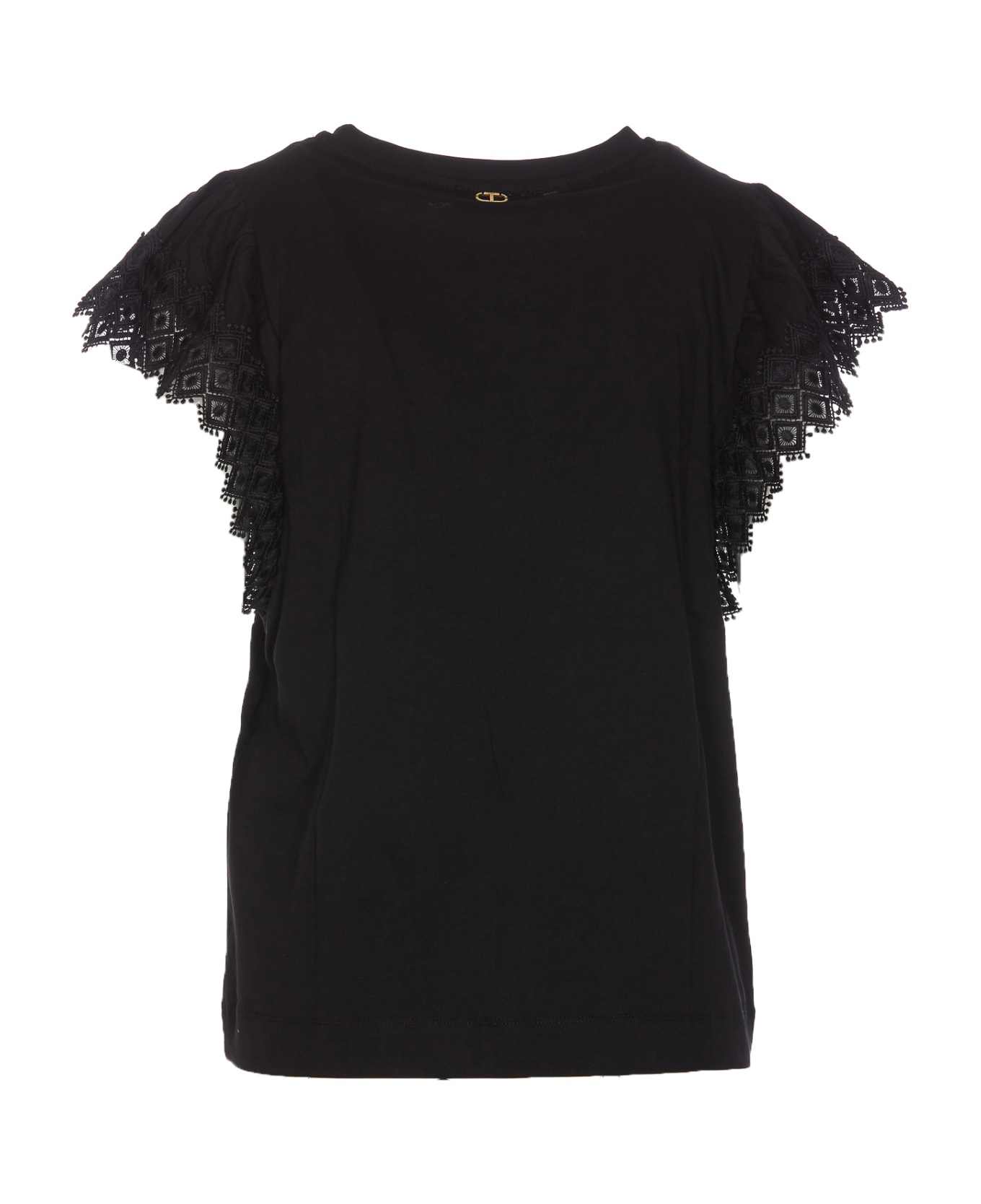 TwinSet T-shirt With Macrame' Sleeves - Black