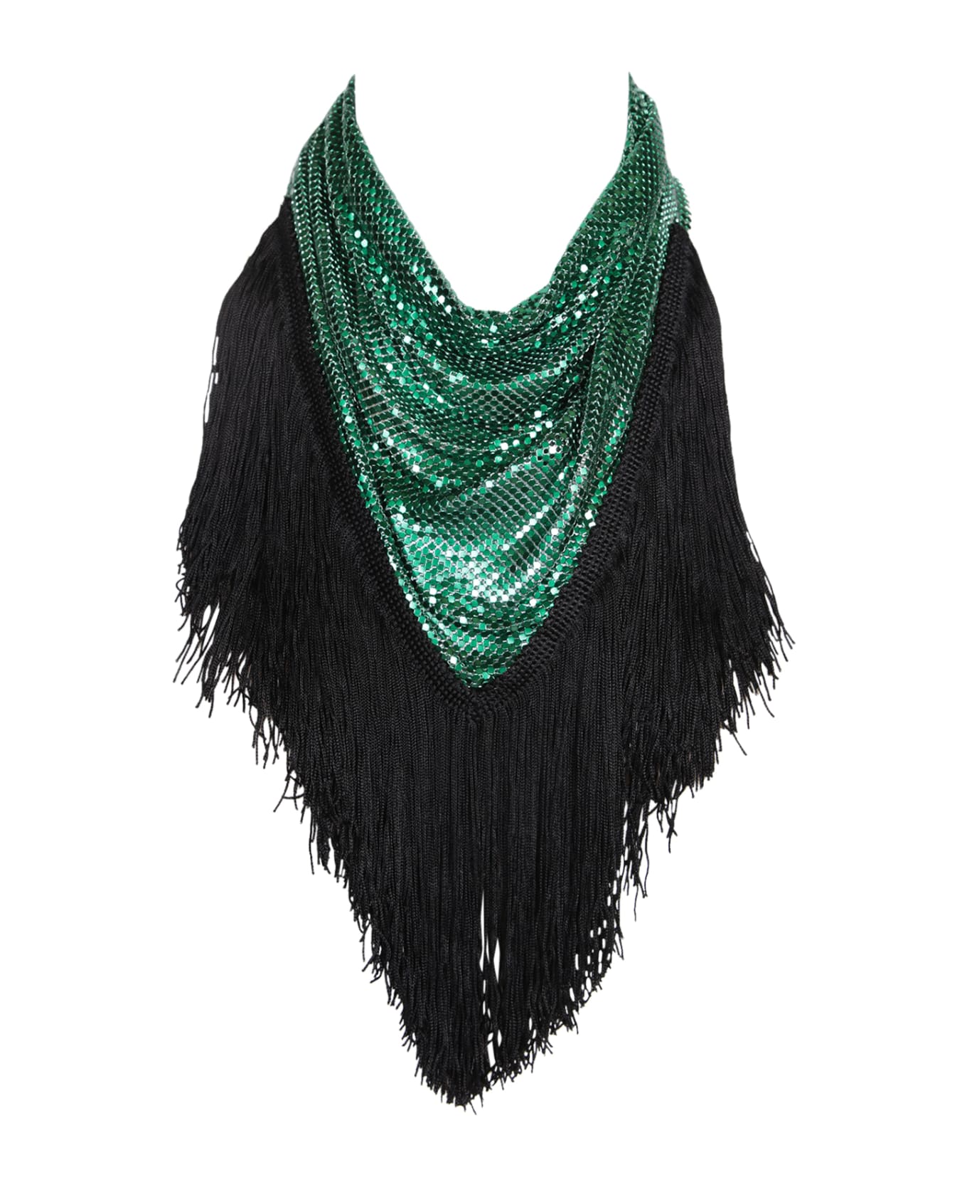 Paco Rabanne Fringe Detail Emerald Scarf - Green スカーフ＆ストール