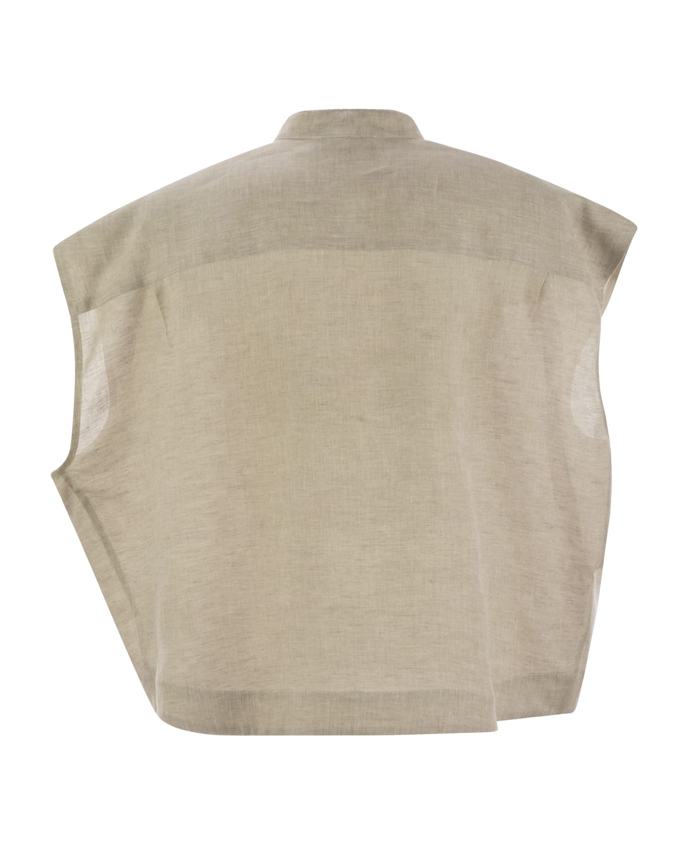 Fabiana Filippi Sleeveless Linen Shirt - GREIGE