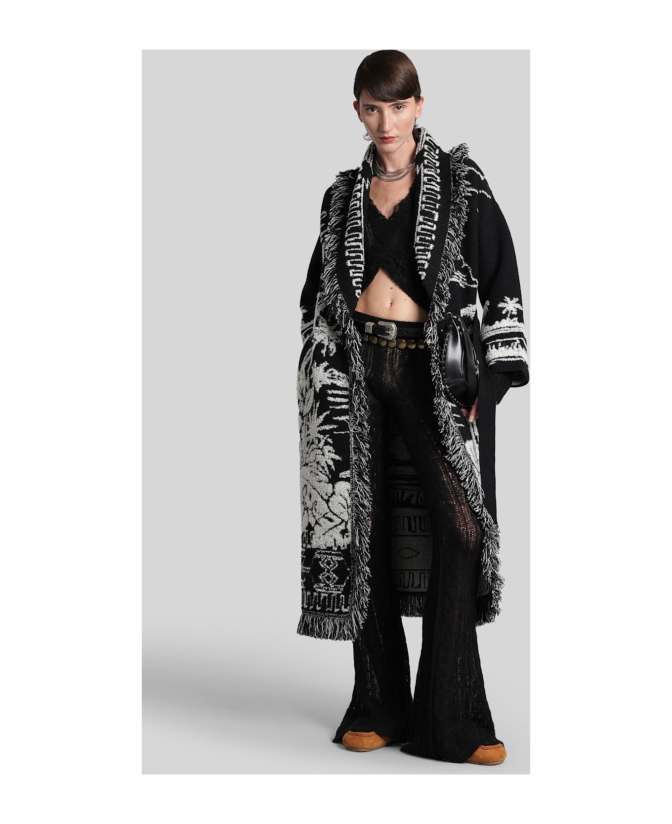 Alanui Cardigan In Black Wool - black