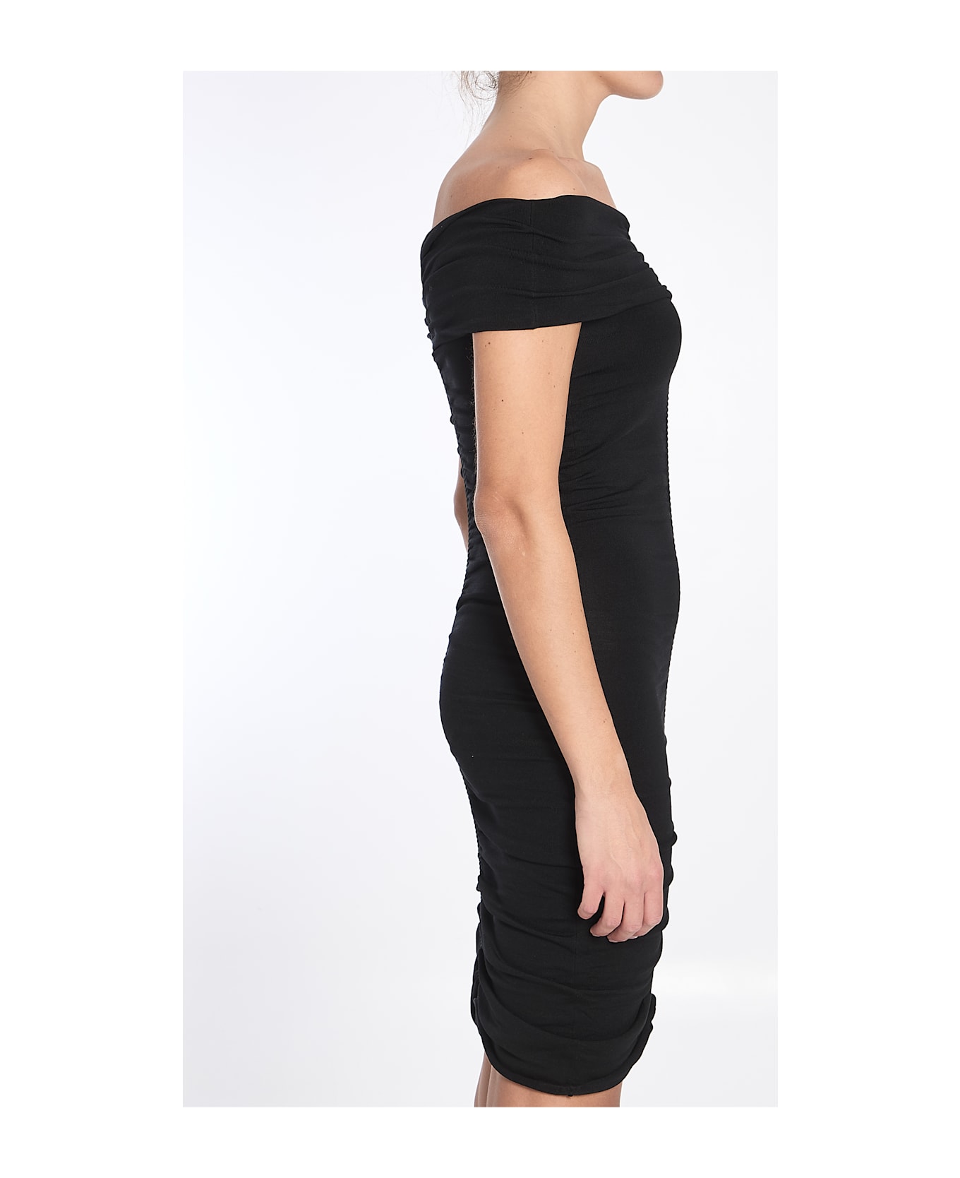 Alexander Wang Off-the-shoulder Dress With Ruches - BLACK