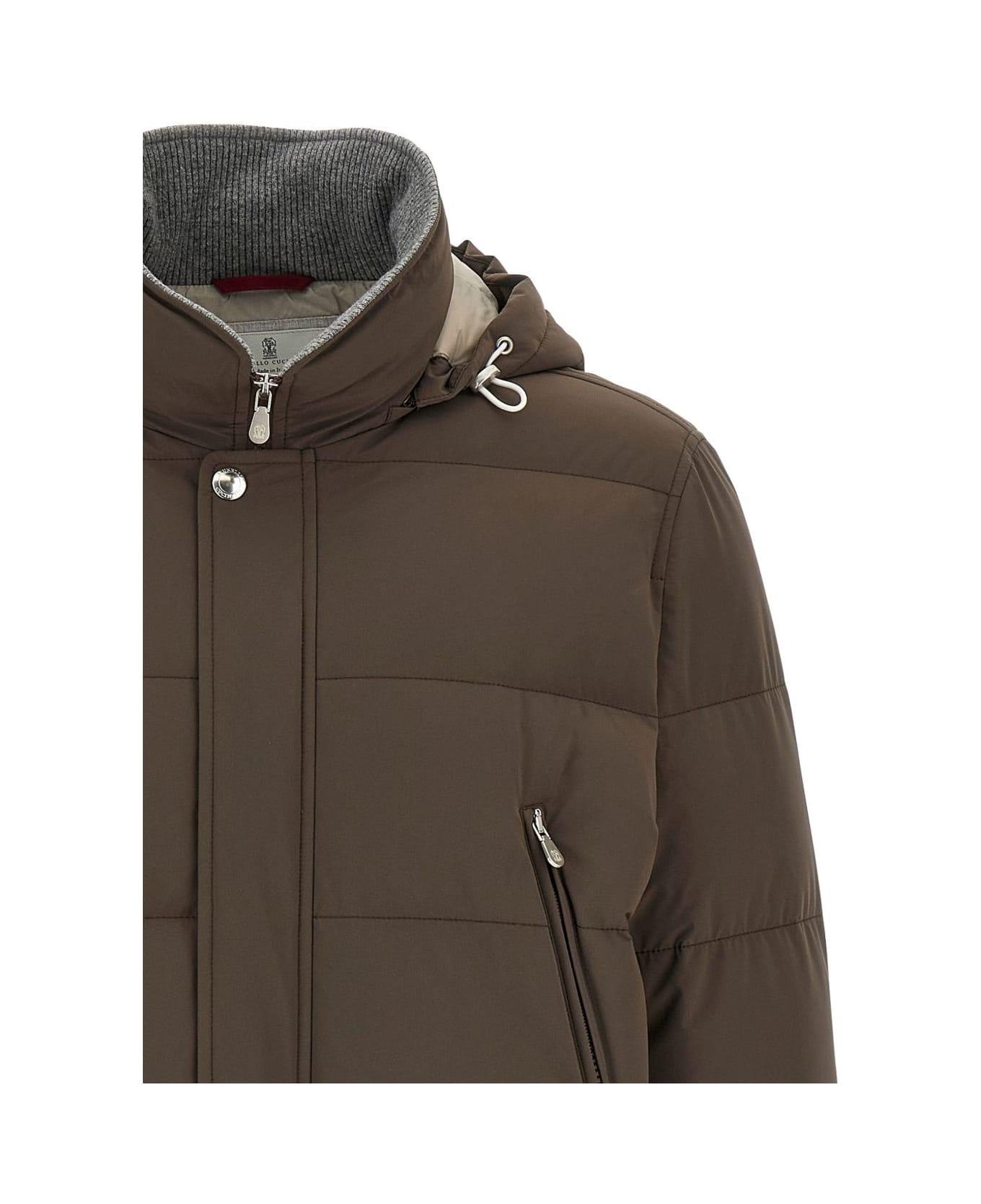 Brunello Cucinelli Brown Ribbed Padded Down Jacket - Brown