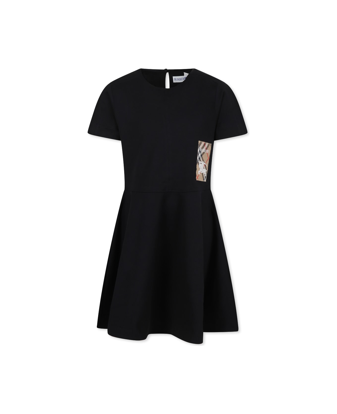 Burberry Black Dress For Girl With Equestrian Knight - Black