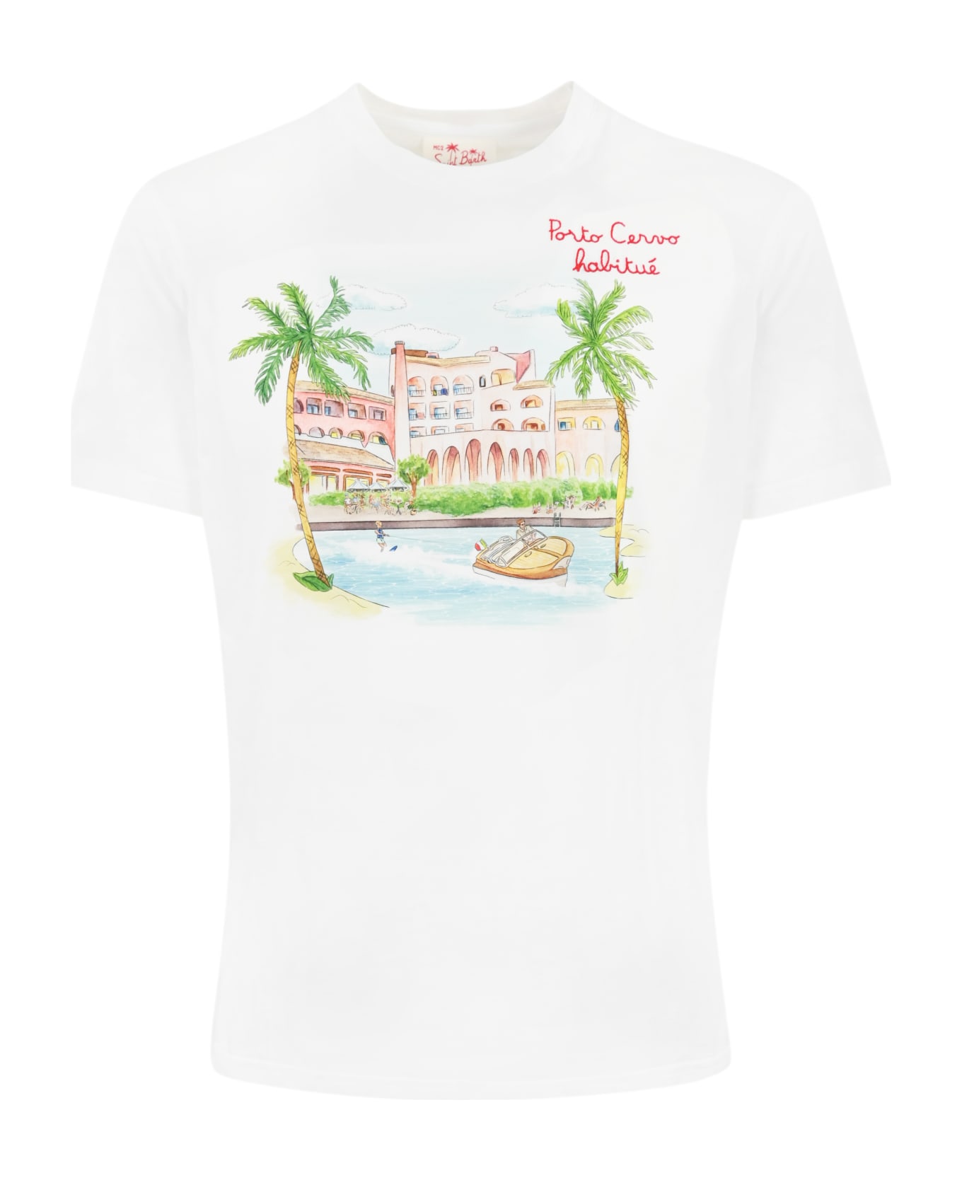 MC2 Saint Barth T-shirt With "porto Cervo Habitue" Embroidery - Bianco シャツ