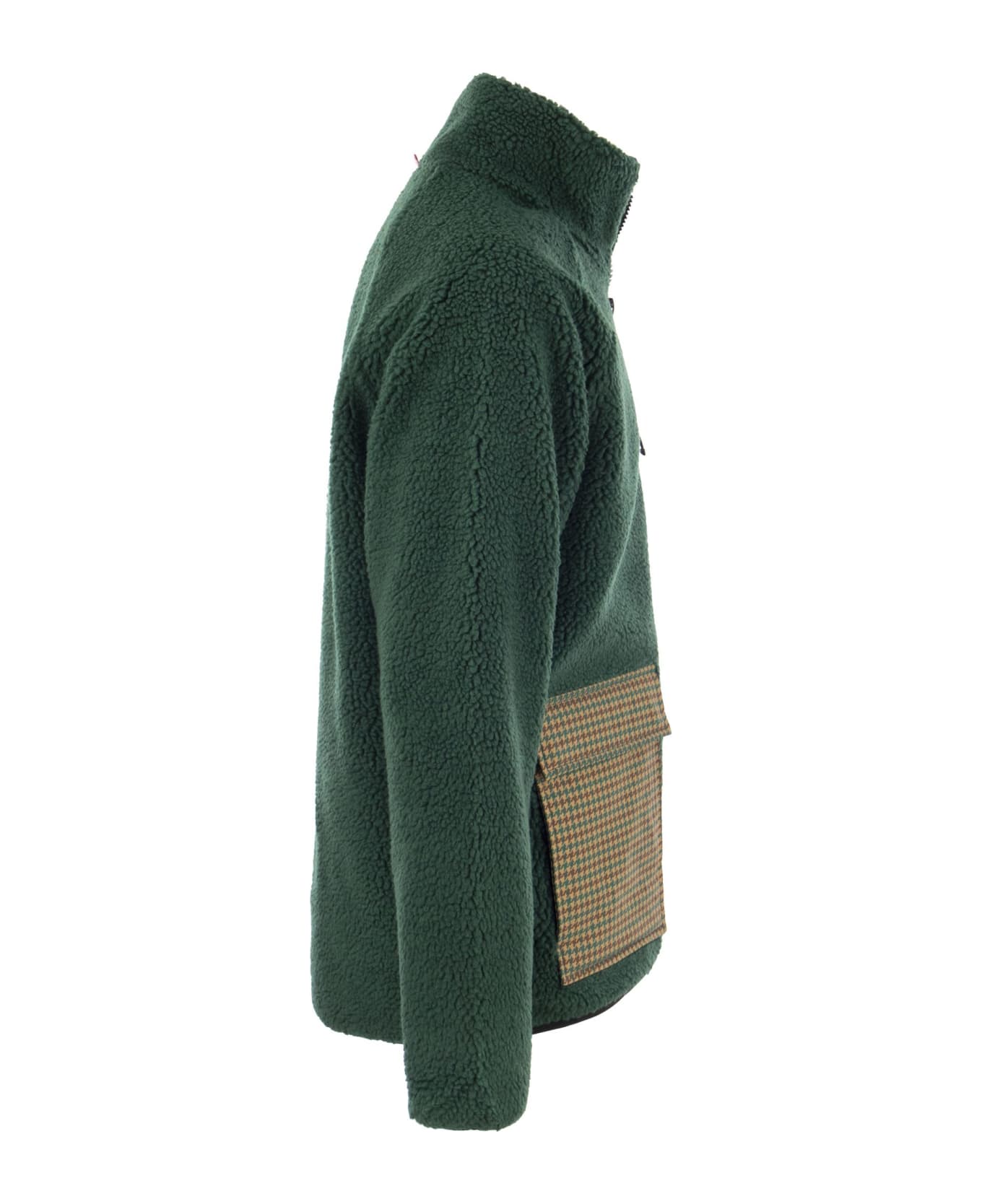 MC2 Saint Barth Sherpa Jacket With Plaid Patch Pockets - Green