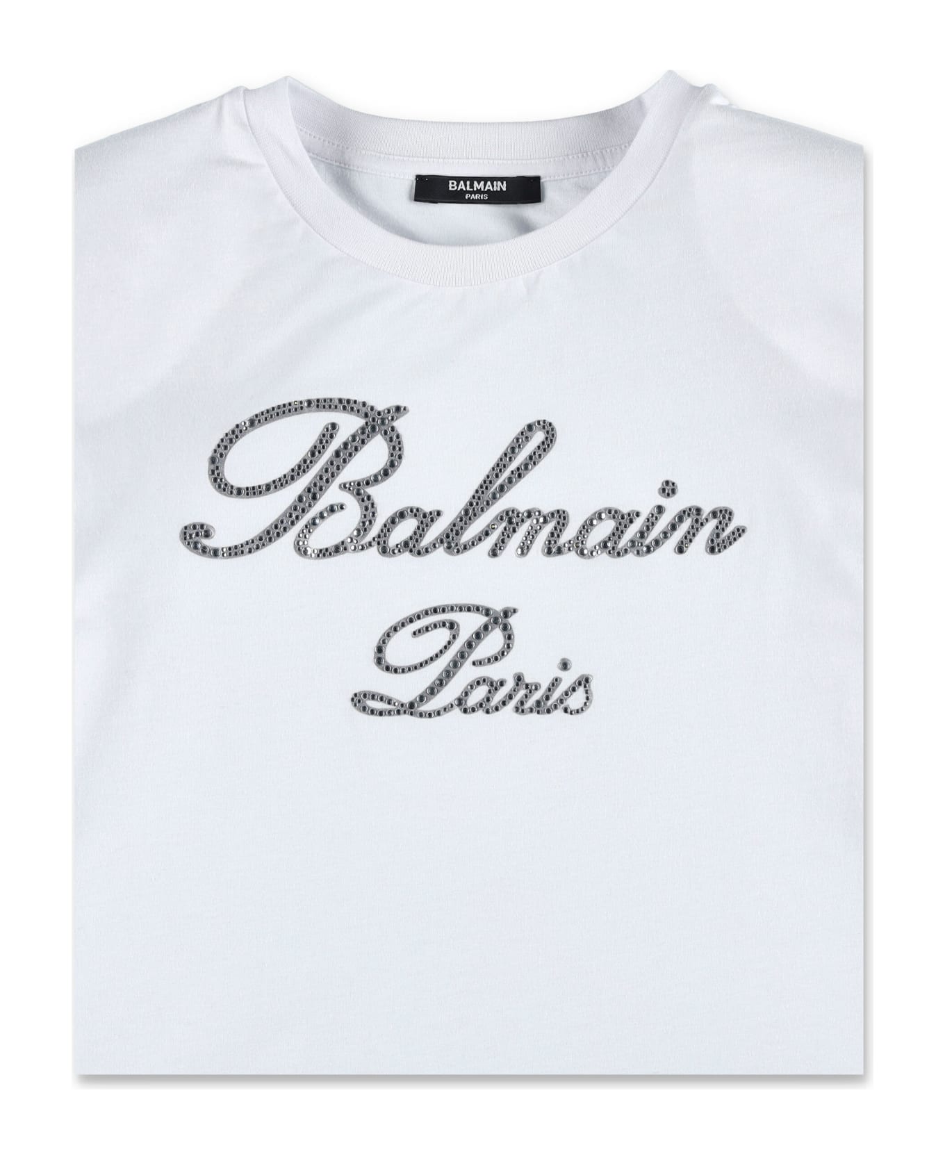 Balmain Kid - T-shirt - WHITE/SILVER