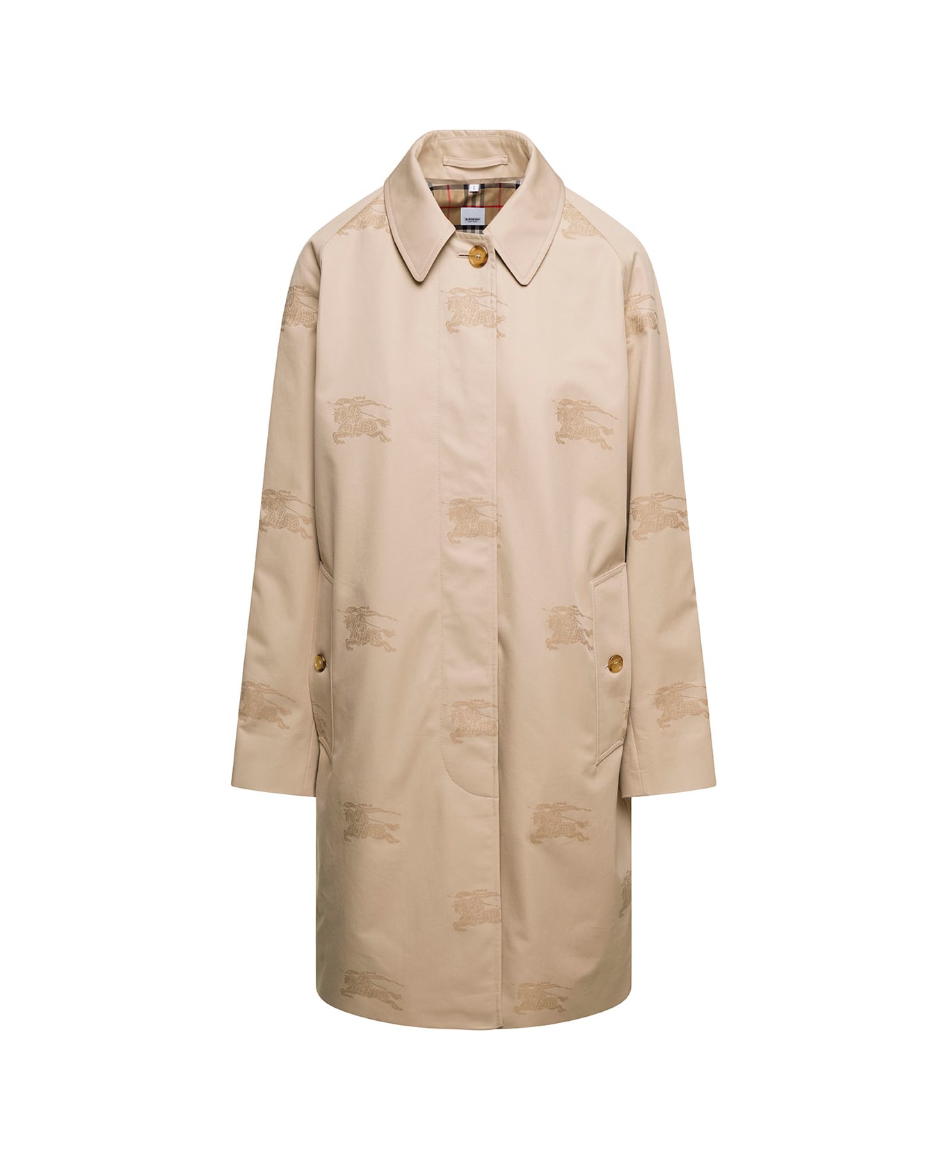 Burberry Beige Trench Coat 'equestrian Knight' In Cotton Woman - Beige