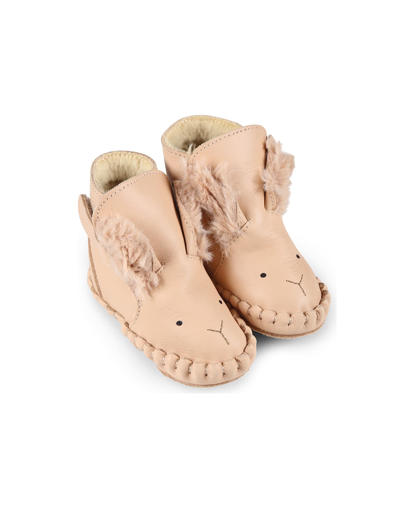 Donsje Beige Ankle Boots For Babykids With Rabbit - Beige