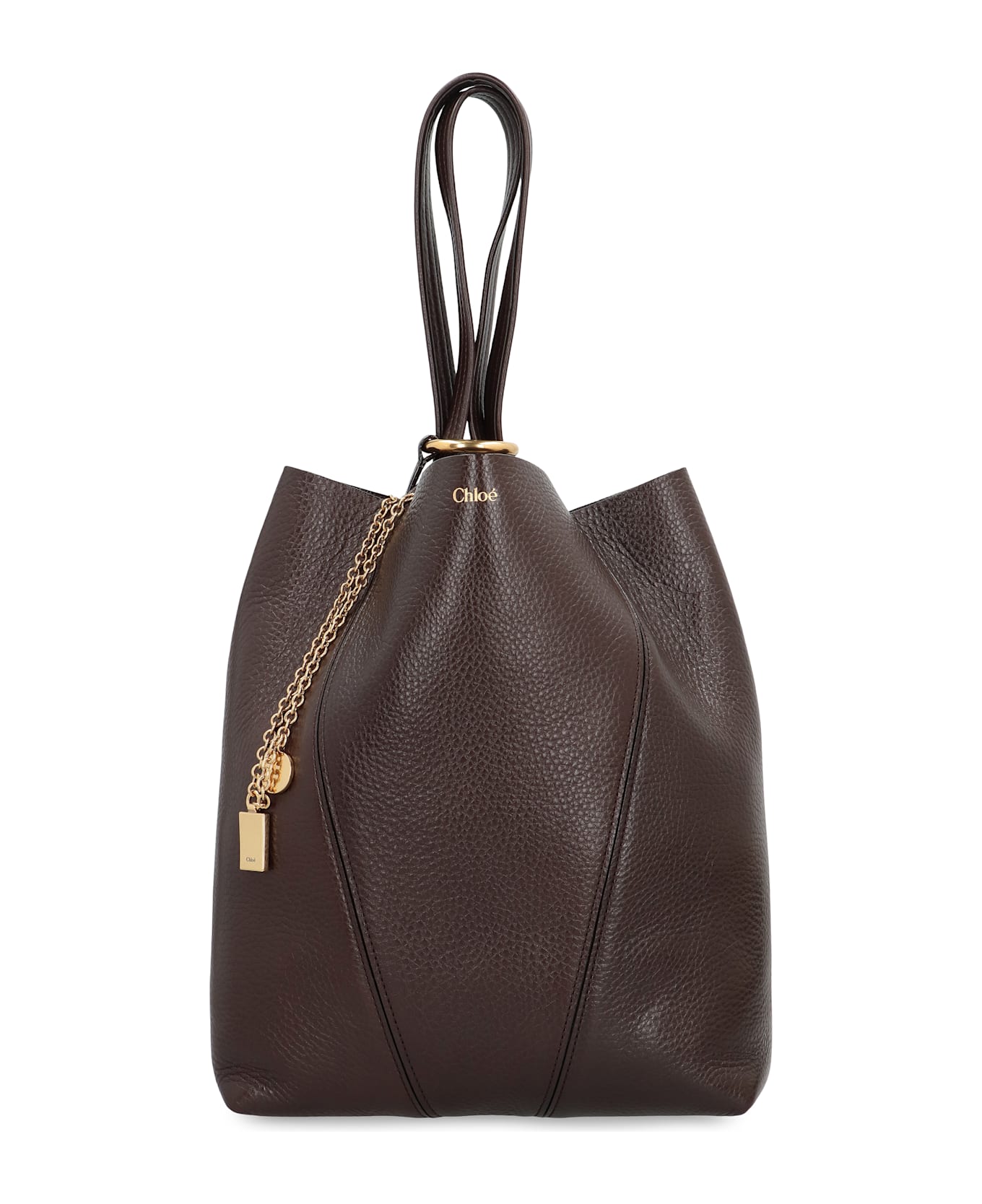 Chloé Spin Leather Tote Bag - brown
