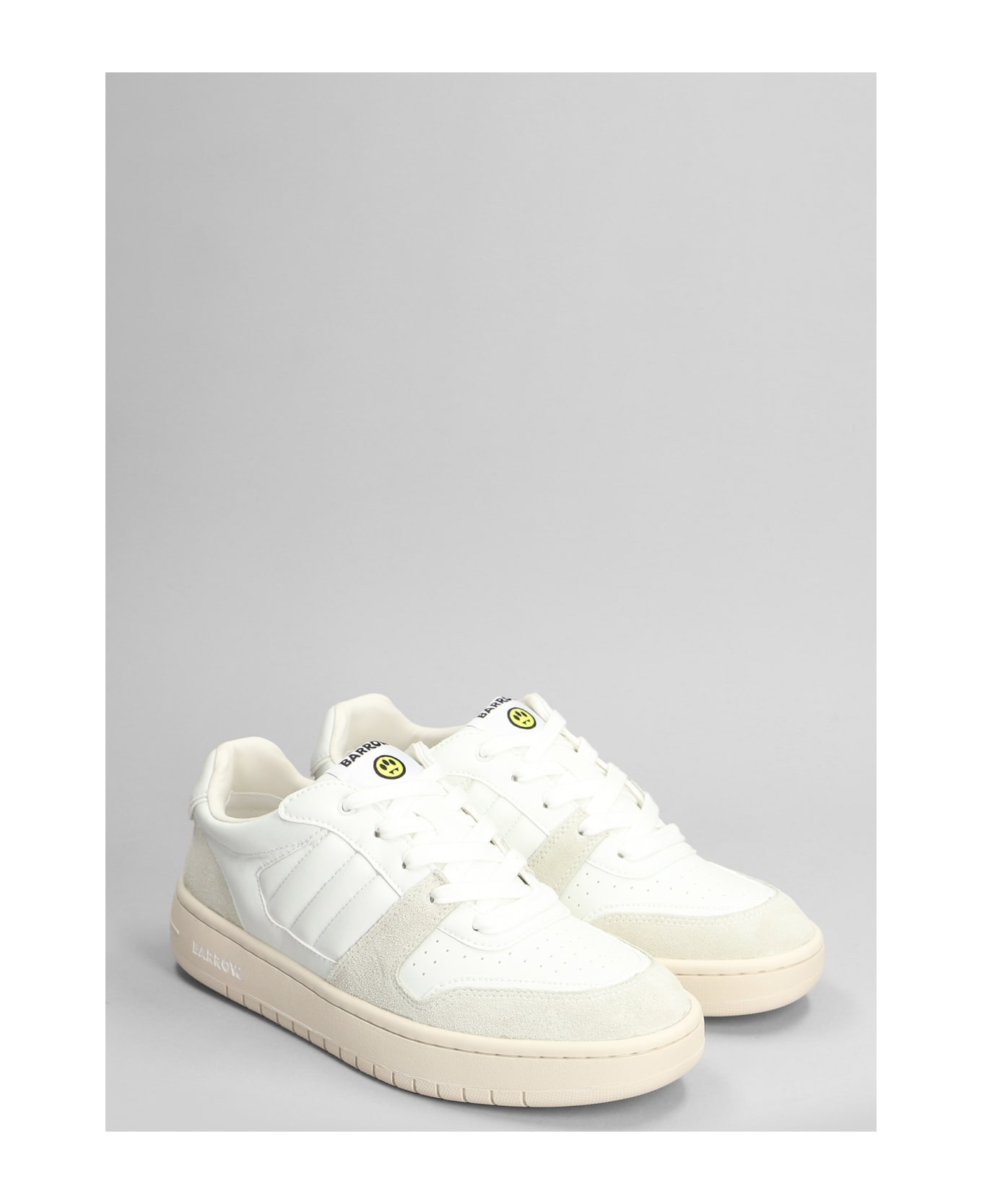 Barrow Sneakers In White Suede And Leather - white