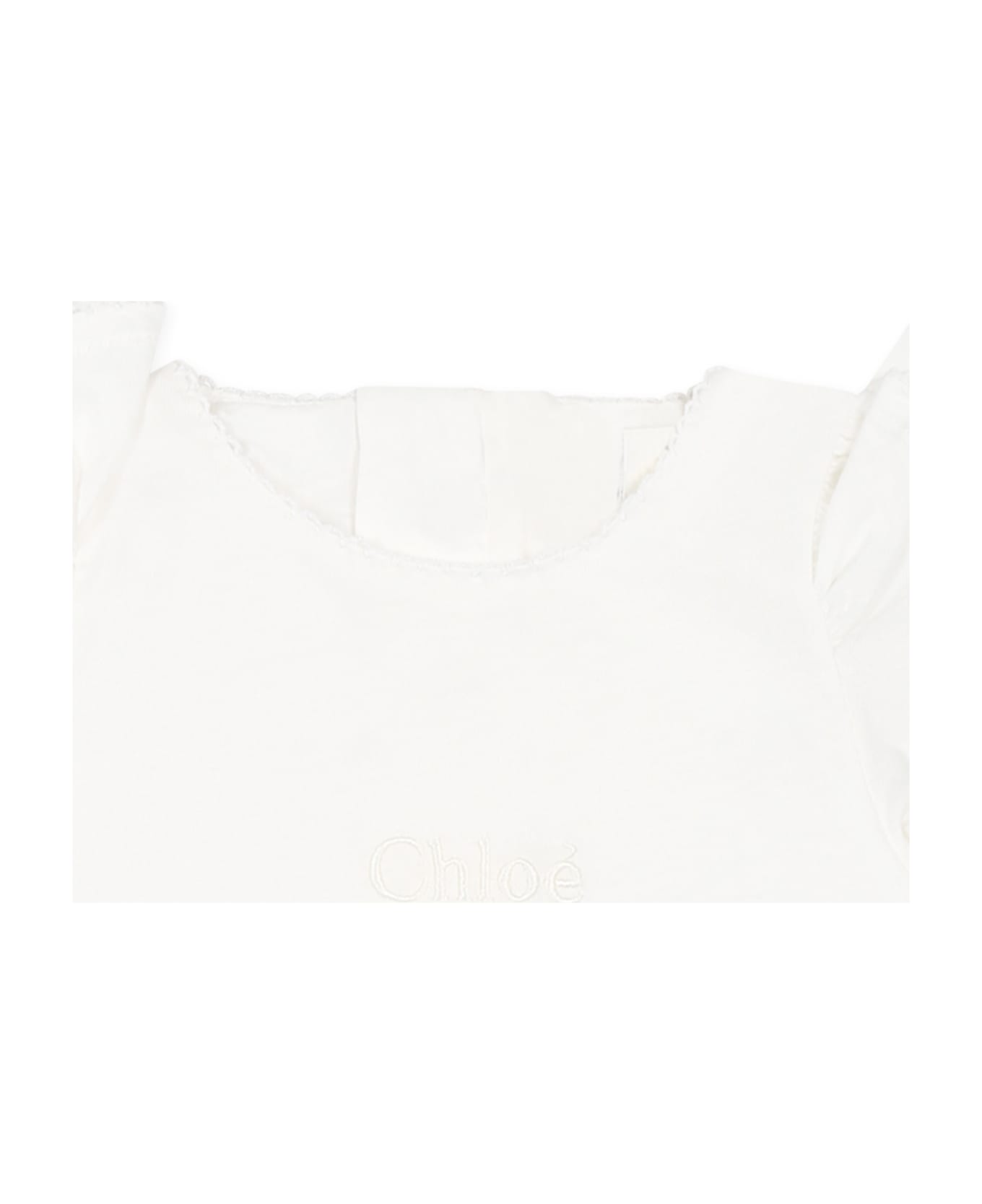 Chloé White Suit For Baby Girl With Logo - White