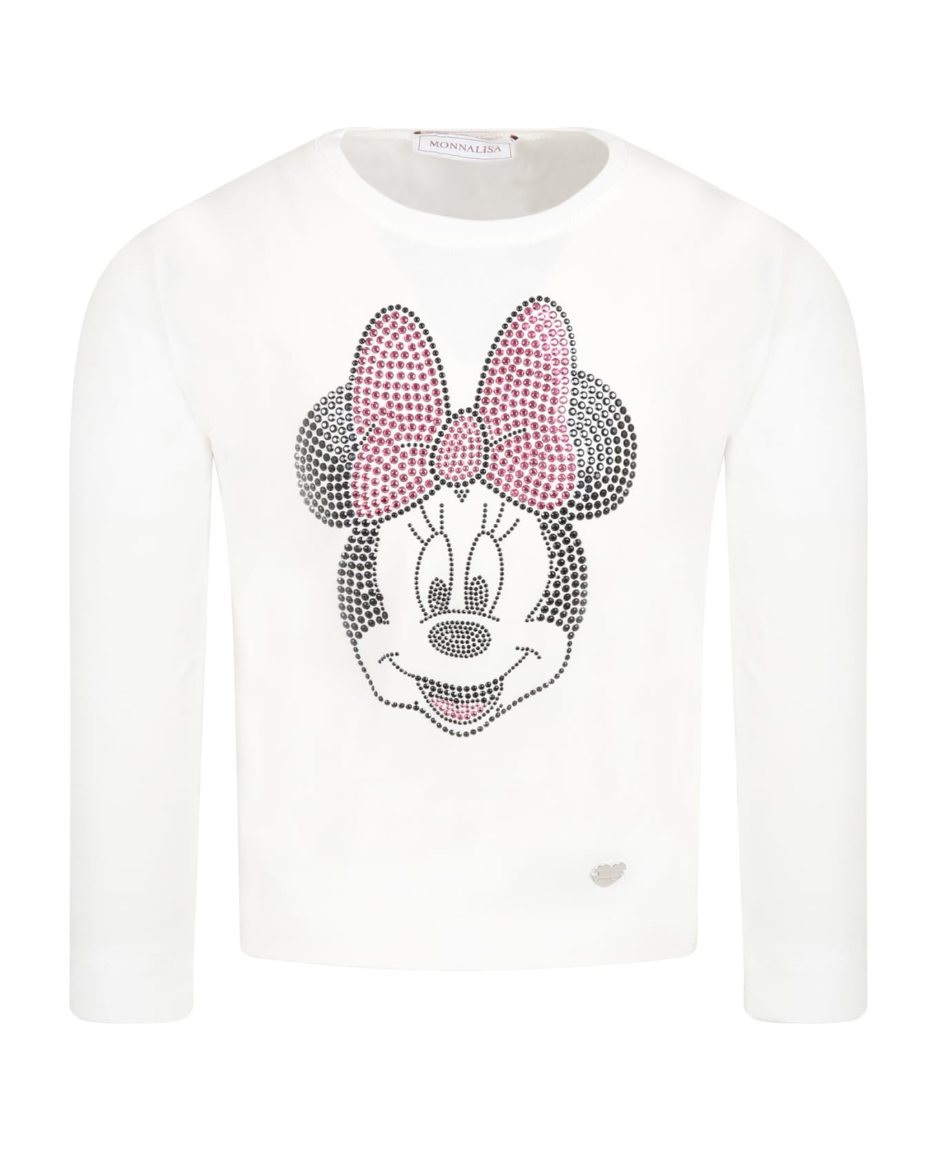 Monnalisa White T-shirt For Girl With Minnie Mouse - Ivory