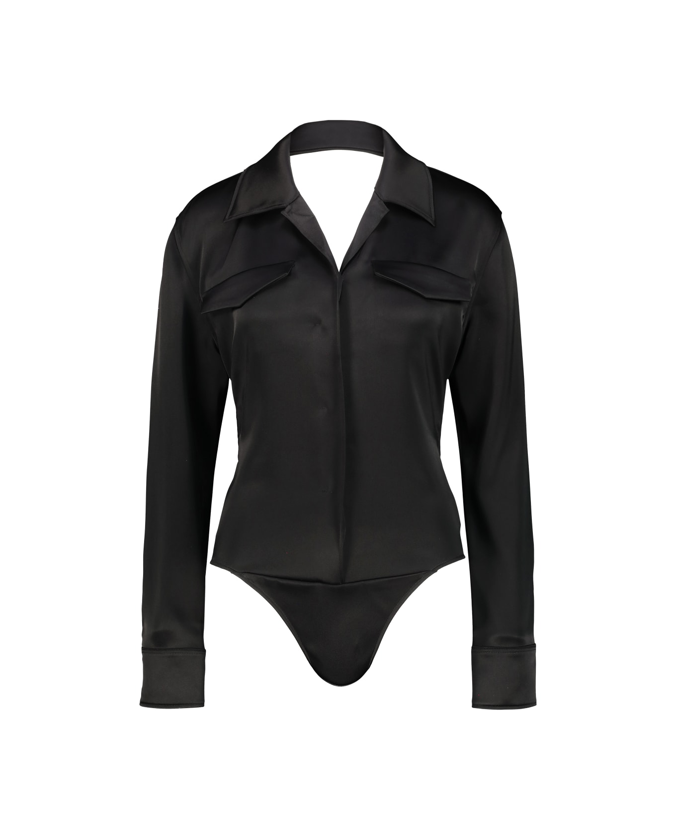 Courrèges Backless Shirt Bodysuit - Black