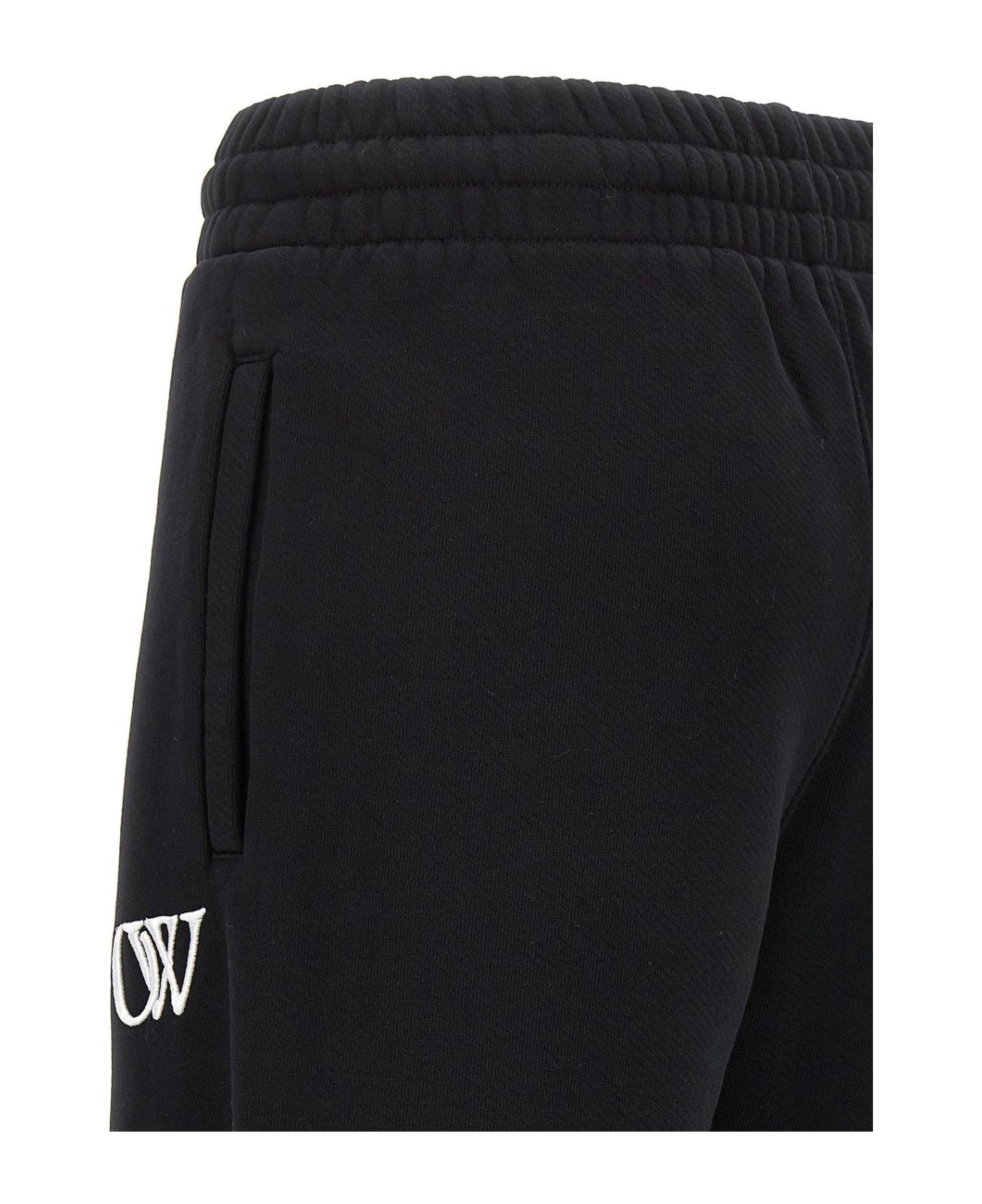 Off-White Logo Embroidered Straight Leg Pants - Black スウェットパンツ